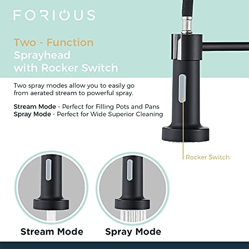 Kitchen Faucet with Pull Down Sprayer, Commercial Spring Kitchen Sink Black