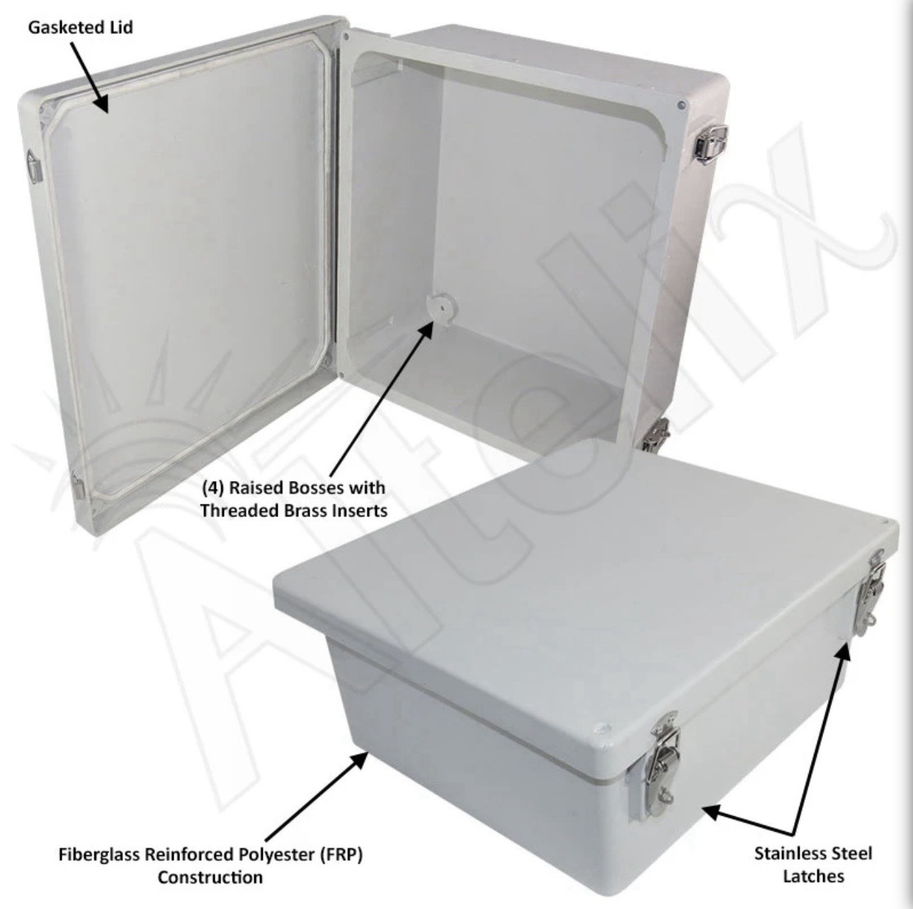 Altelix 14x12x6” NEMA 4X Fiberglass Weatherproof Electrical Enclosure NF141206M