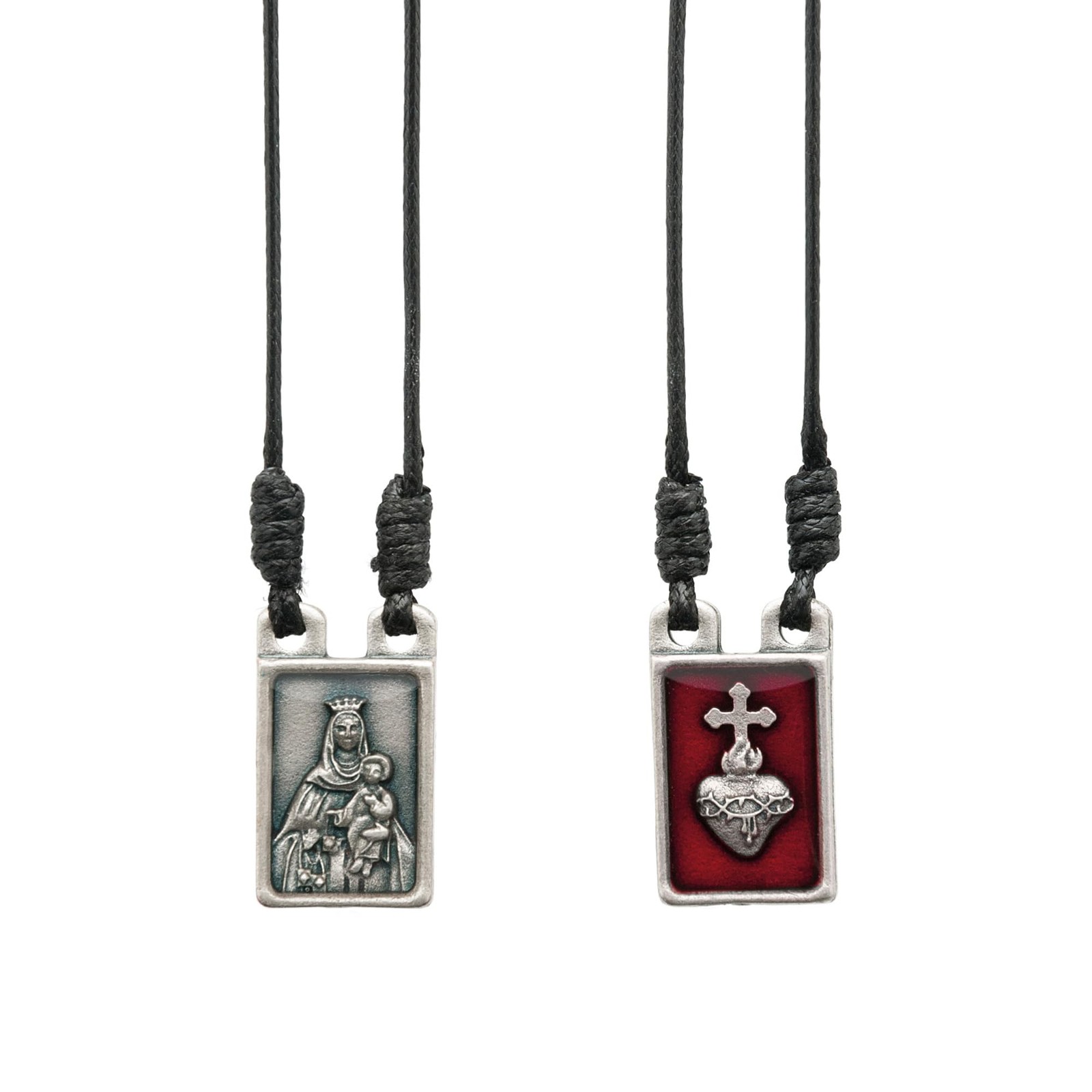 Intercession Sacred Heart Metal Catholic Scapular (Antique Silver)