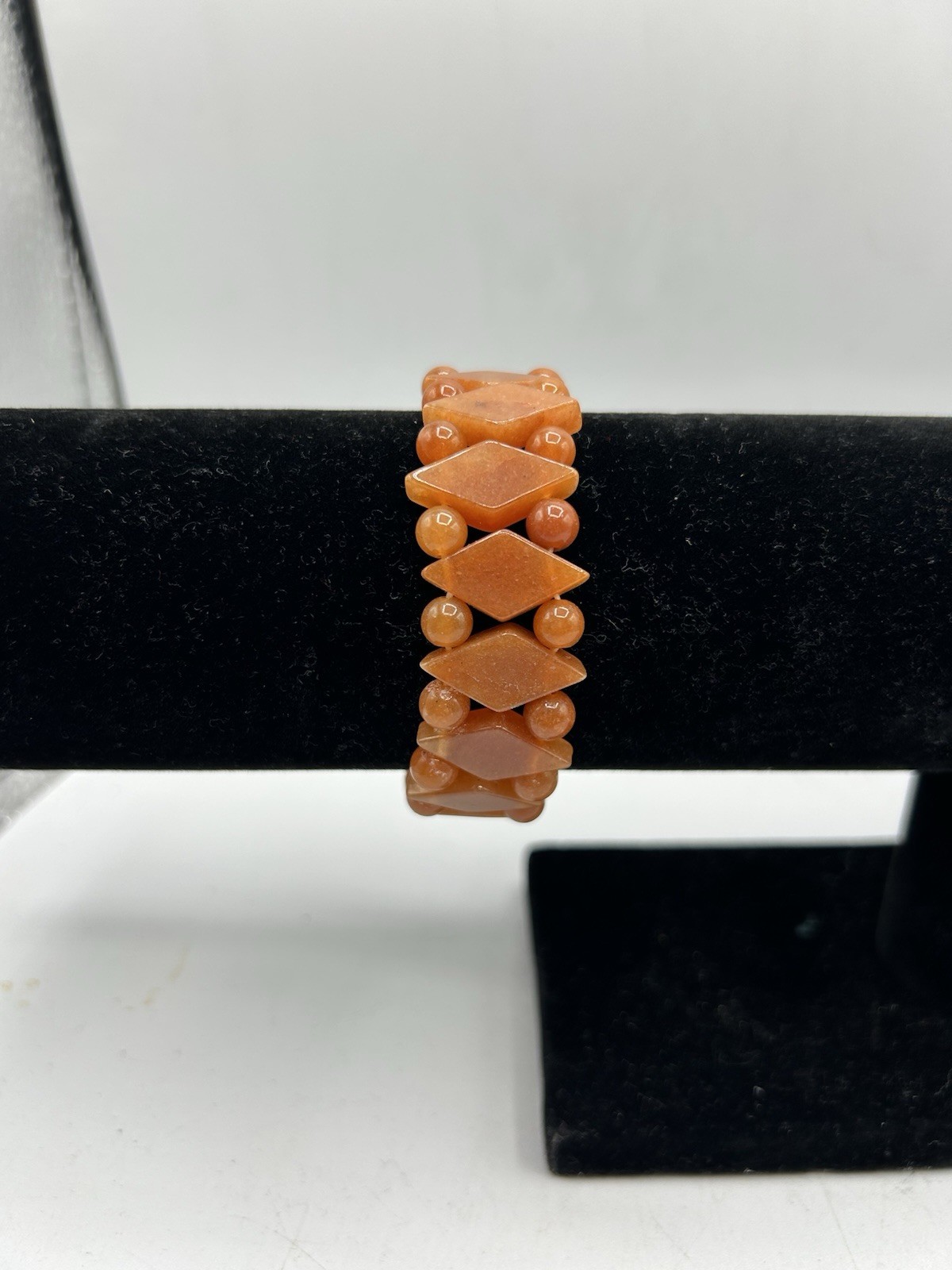 VTG Natural Orange Aventurine Quartz Gemstone Stretch Bracelet