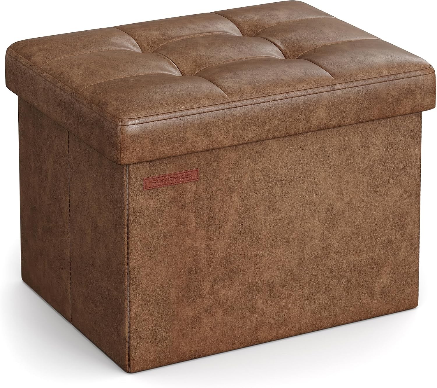 Small Folding Storage Ottoman, Foot Rest Stool, Cube Footrest, Synthetic