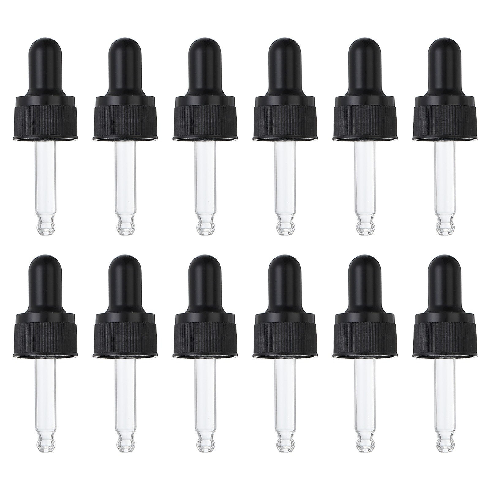 12 Pcs Plastic Glass Dropper Closure Top for 5ml(1/6oz) Bottle, Black