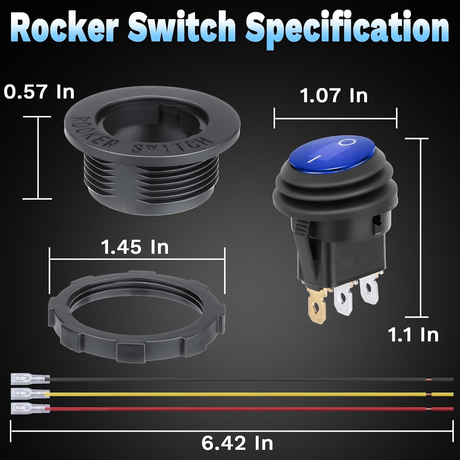 Round Rocker Switch, Toggle Switch 12V, Waterproof Lighted LED On Off Switch ...