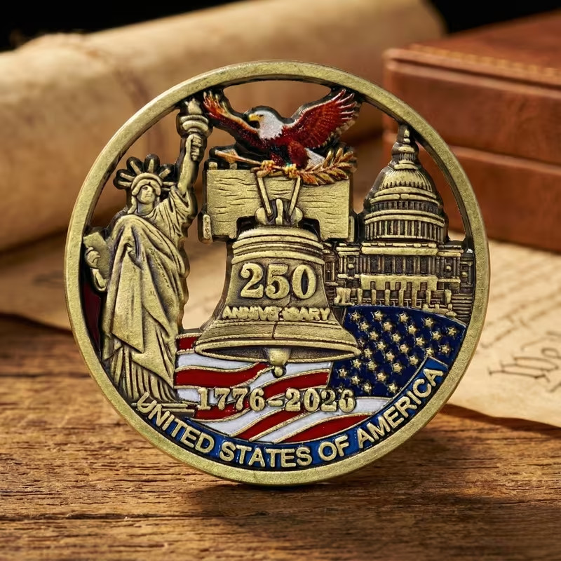 250th Anniversary Commemorative Challenger coin1776-2026 light Hollow Design