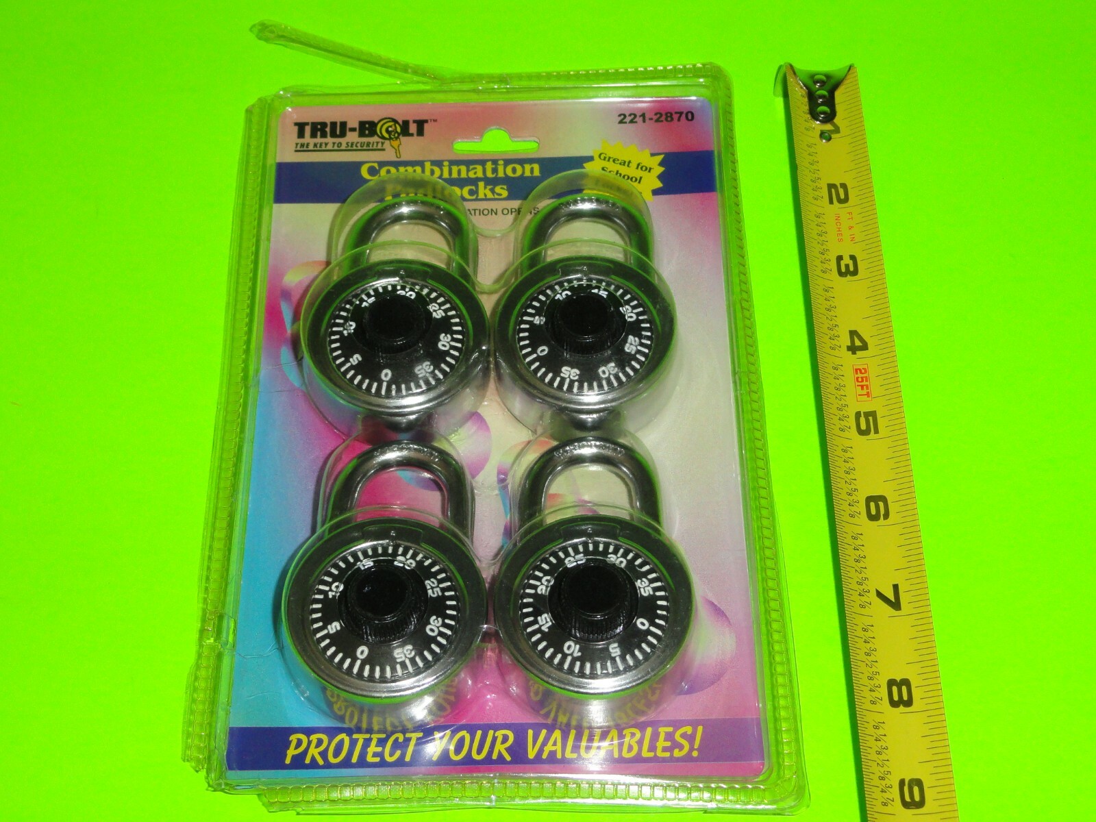 4 PK  2" TRU-BOLT 3 Digit Combination Padlocks Bike Lock School Locker Shed Gate
