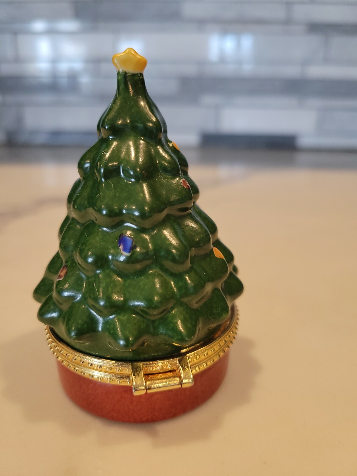 Christmas Tree Trinket Box 4 inches tall