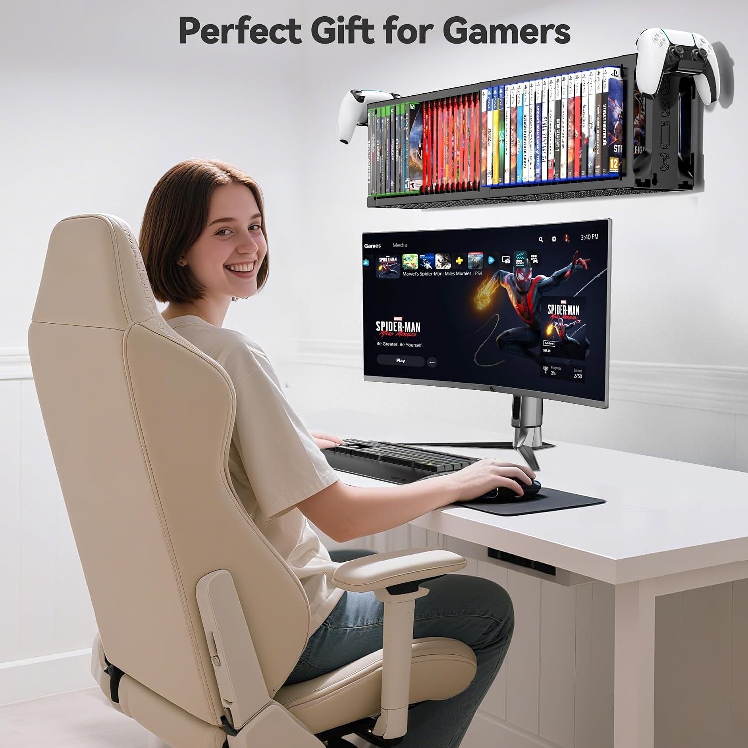 Space-Saving 2-Tier Game Disc & Accessory Storage Tower