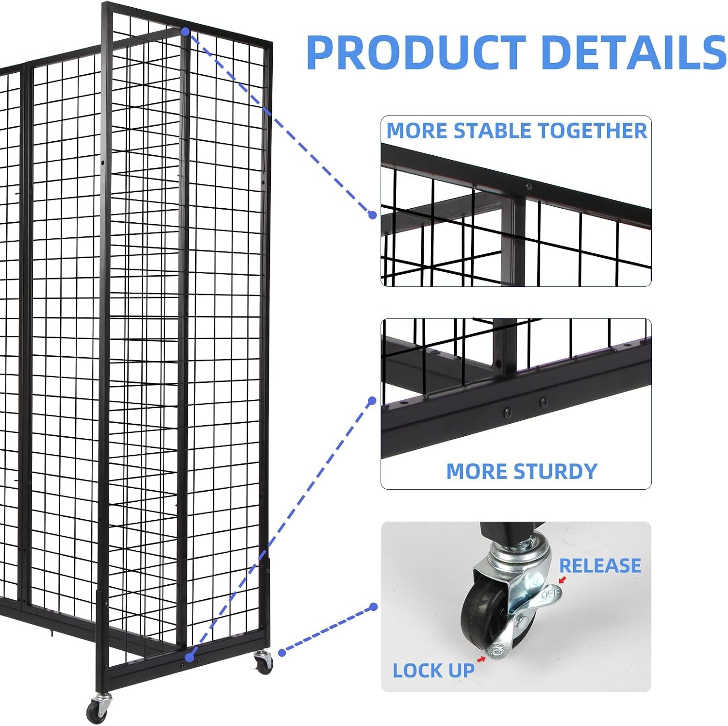 Grid Gondola Unit 4pcs 2'x 5' Grid wall Panels with Sturdy Frames Gridwall