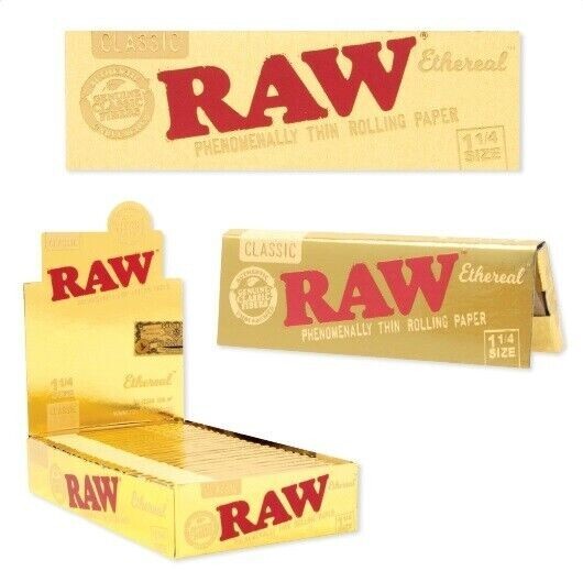 THREE PACKS of RAW ETHEREAL 1 1/4 Size Rolling Papers Designed Phenomenally Thin