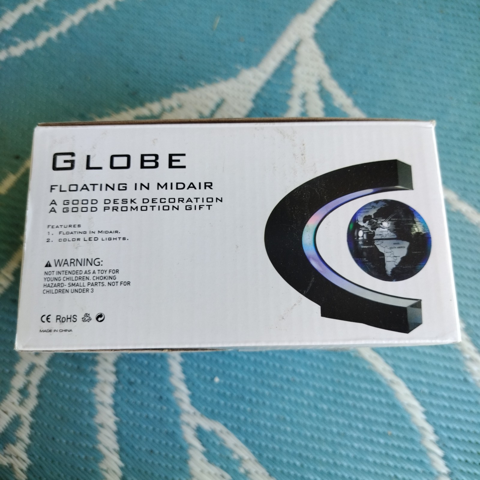 C Shape Silver Floating And Rotating Tabletop Globe Floating In Midair