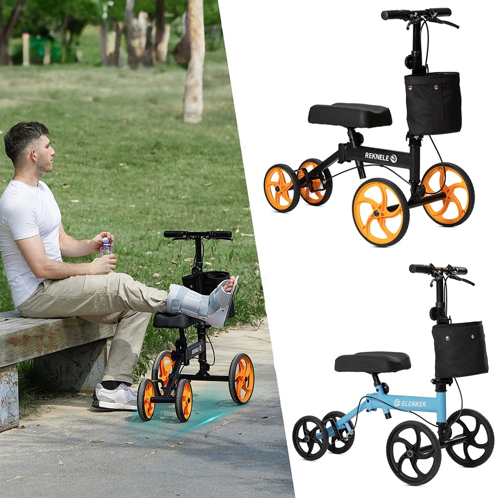 10" Deluxe Elenker Knee Walker Scooter Medical Steerable for Foot Injuries Aid