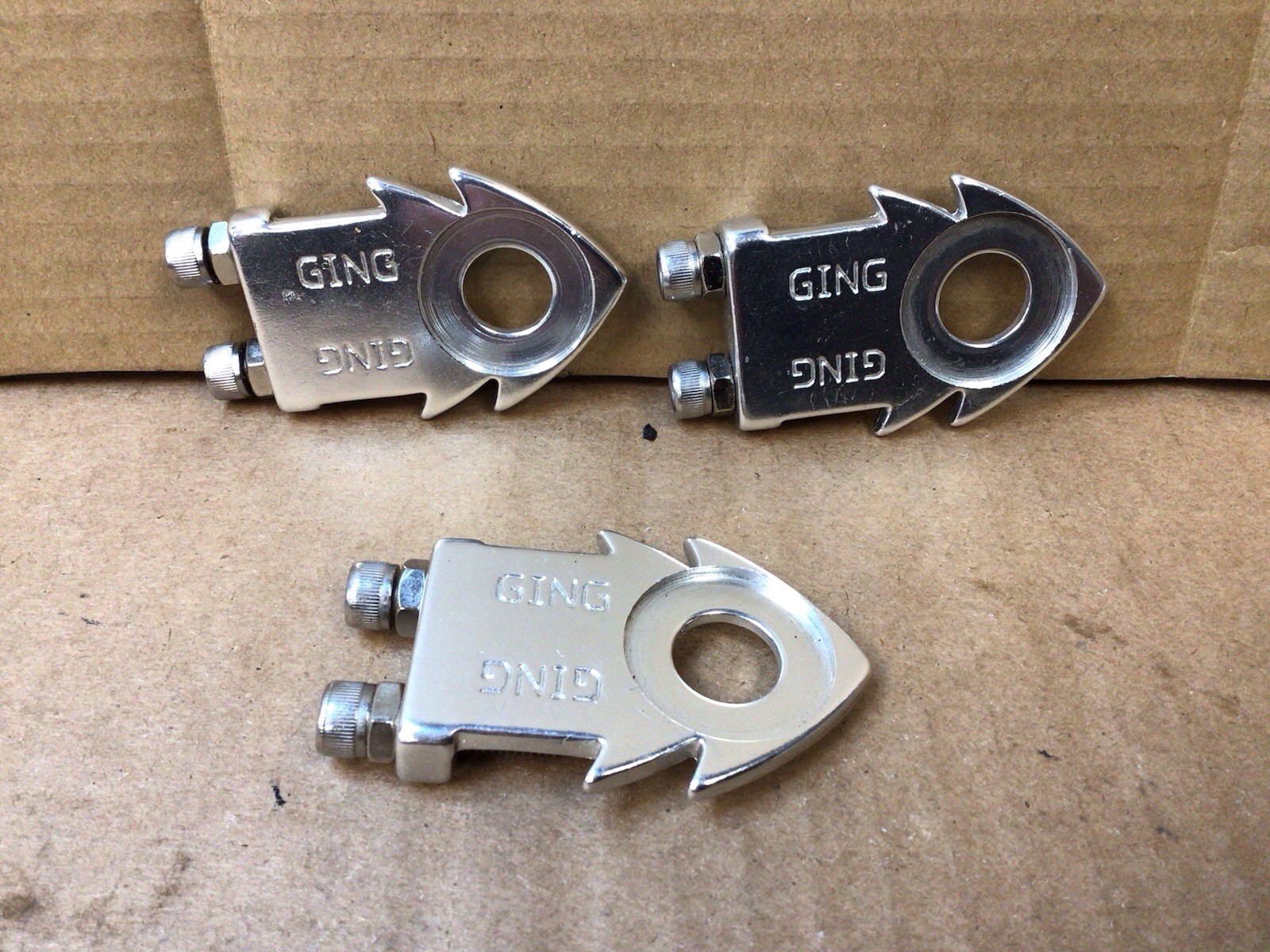 Ging BMX Bike Chain Tensioners - Silver - Arrow Style - Set of 3