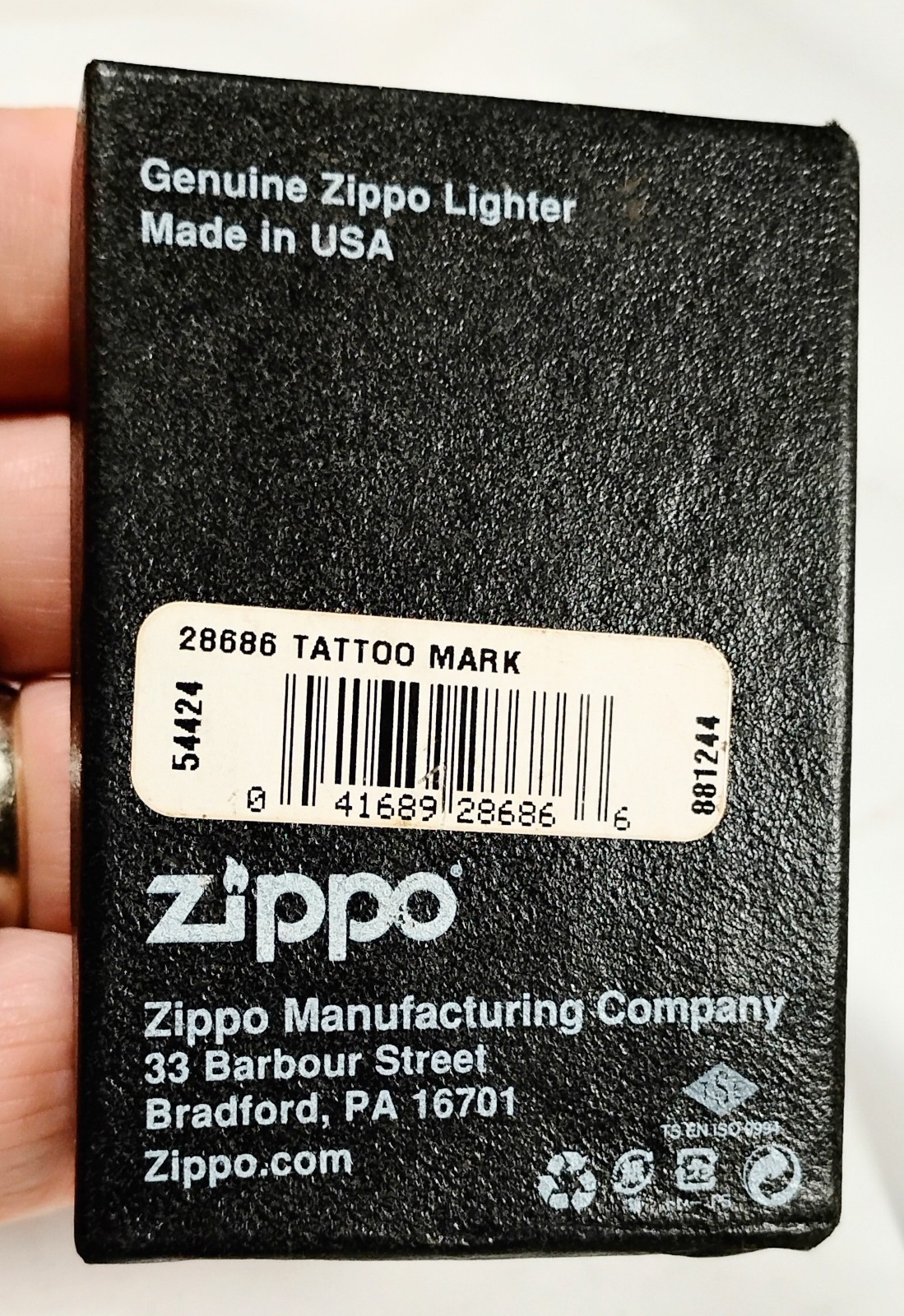 Zippo Tattoo Mark Black Matte 28686