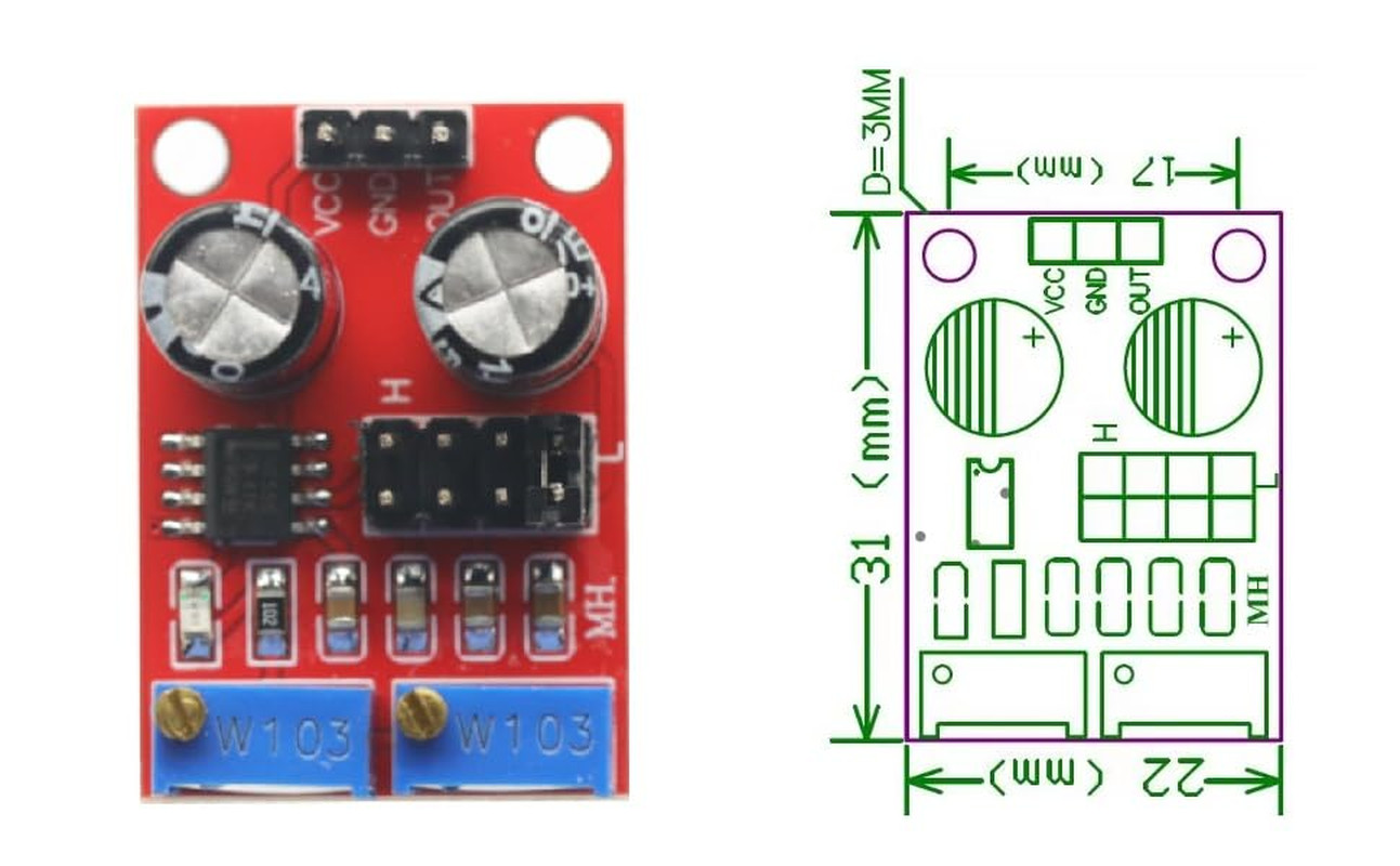 5Pcs NE555 Pulse Frequency,Pulse Generator, Duty Cycle Adjustable Module,Square/