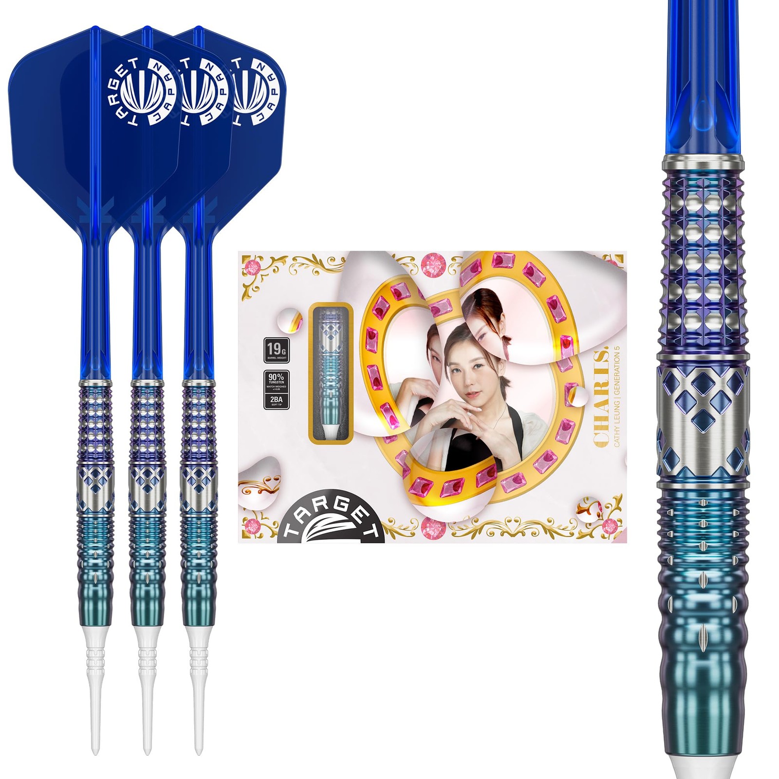CHARIS G5 Cathy Leung 90% Tongue Gusten K-Flex Soft Tip Darts Set
