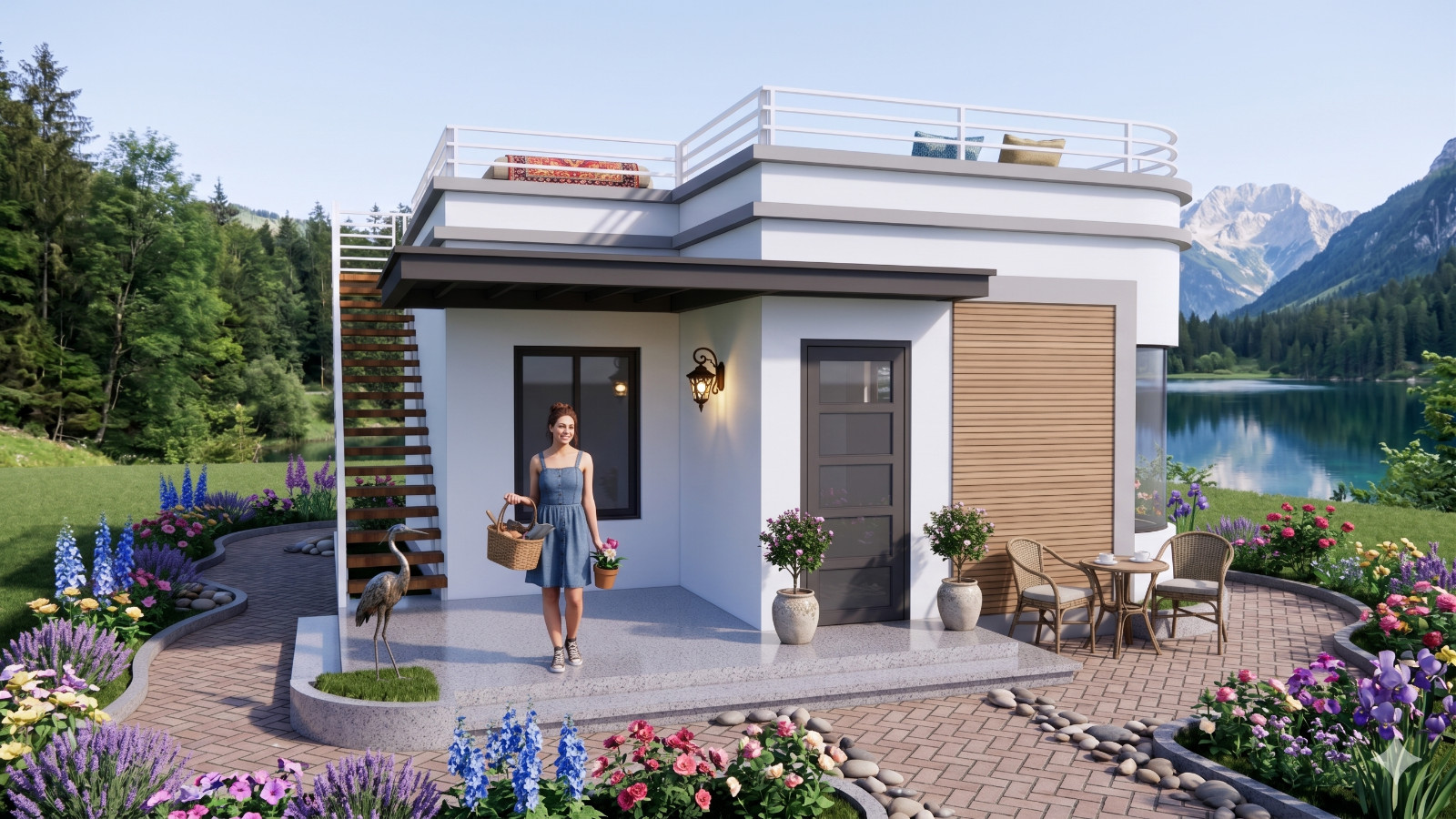20x23 Feet Small House 6x7 Meter 2 Bed 1 Bath Terrace Roof PDF, Cad&A4 Hard Copy