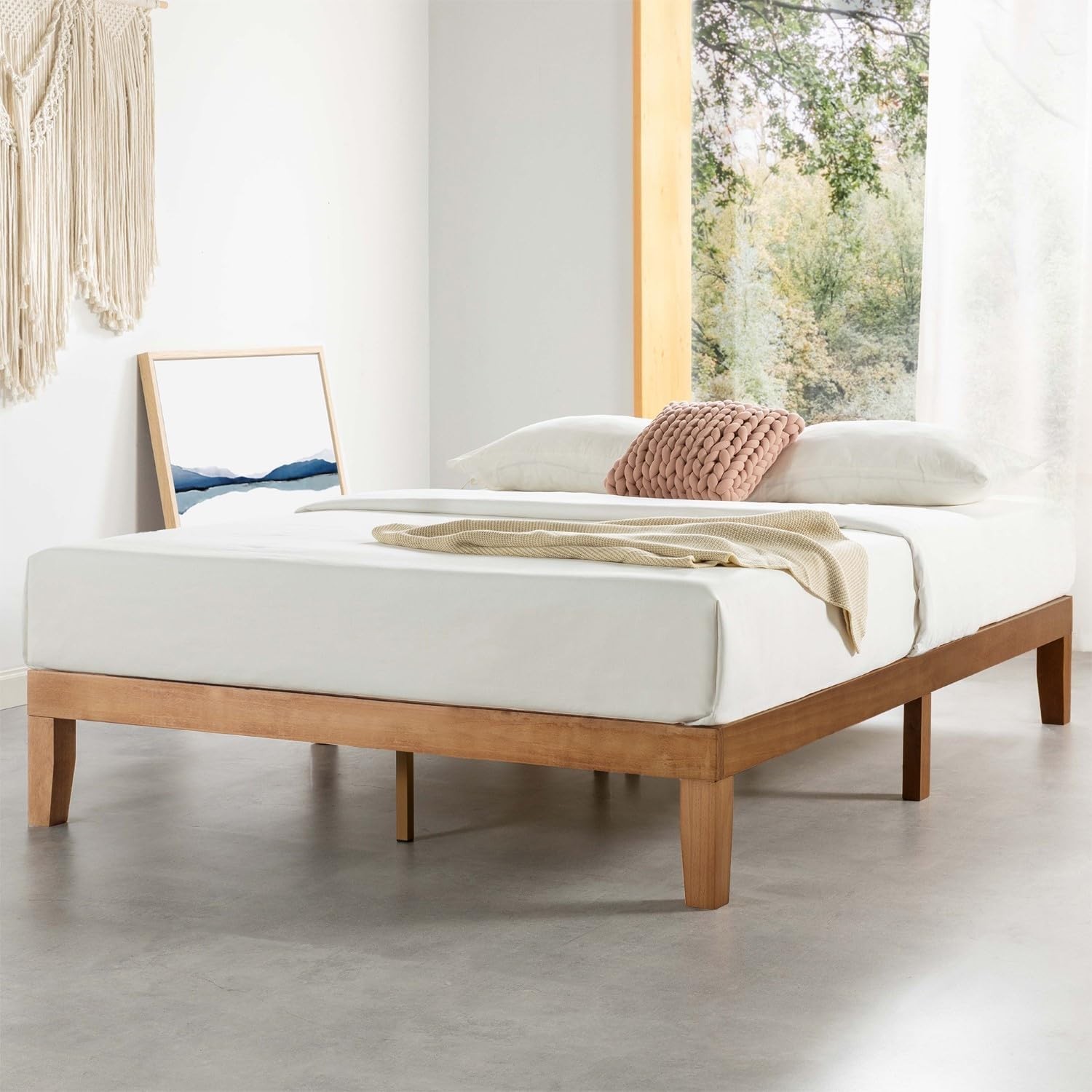 Mellow Naturalista Classic - 12 Inch Solid Wood Platform Bed with Wooden Slat...
