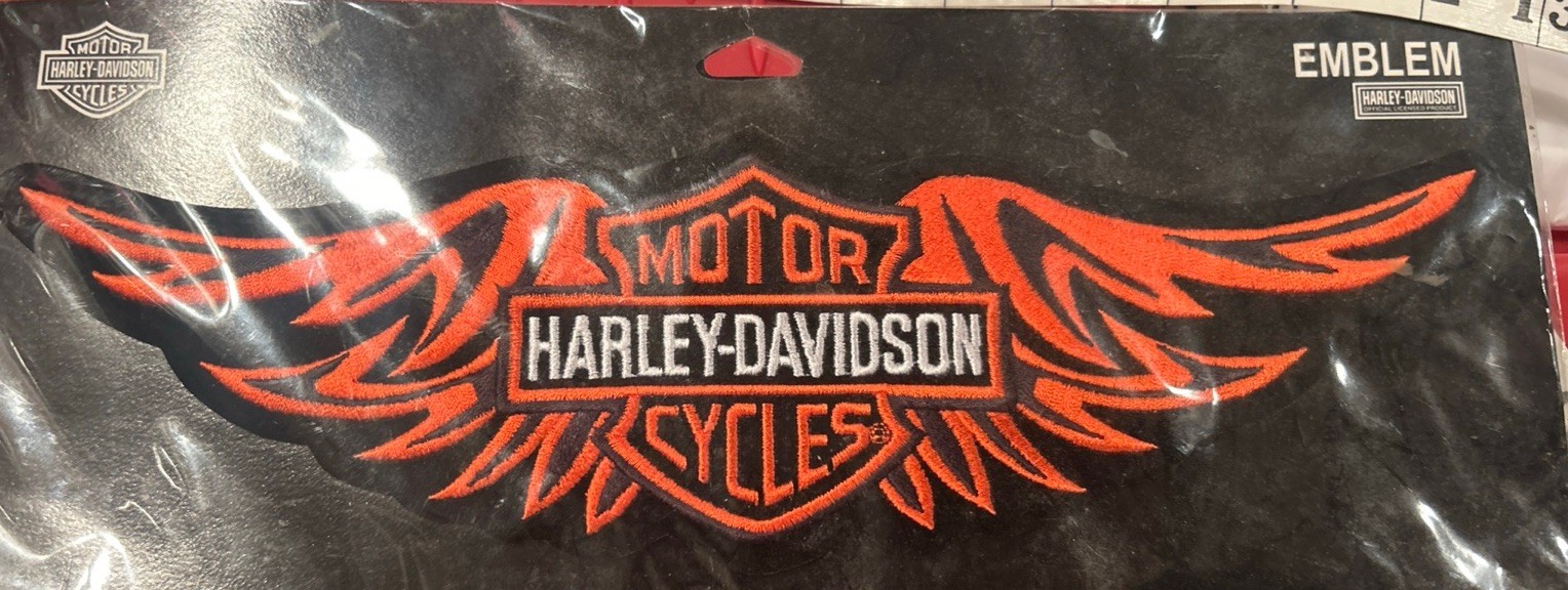 Harley Davidson Orange Bar & Shield Wings Emblem Large Sew On Patch Motorcycle
