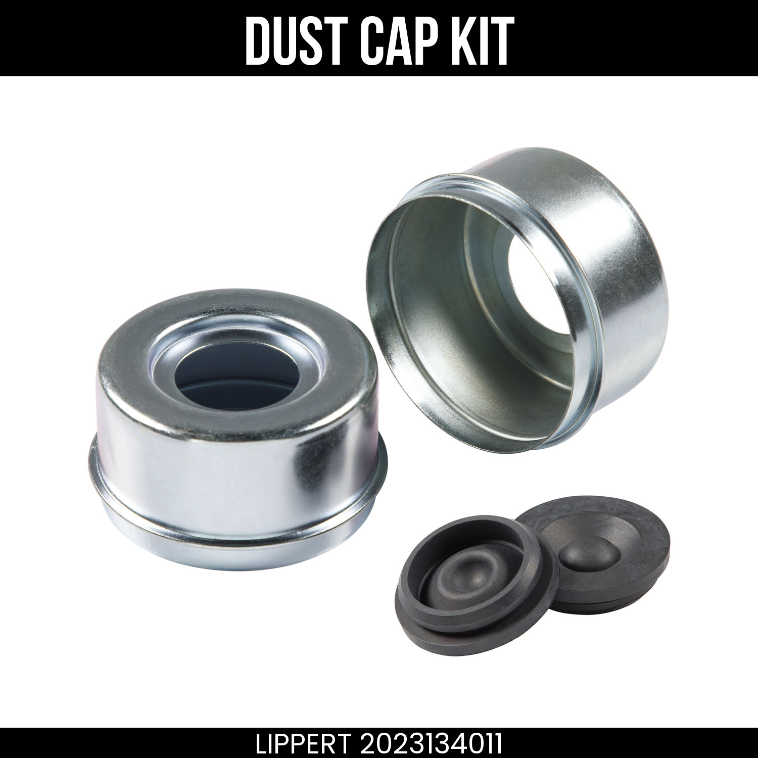 Lippert Dust Cap Kit, 7K-8K Axle Hubs, 2.720 Inch Diameter, Long Lasting