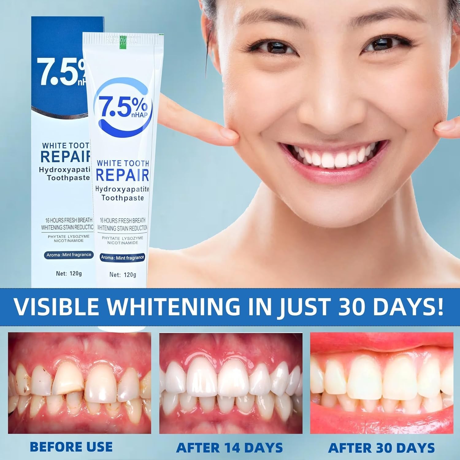 3-Pack Hydroxyapatite Toothpaste: Enamel Protection & Fresh Breath, 4.23 oz