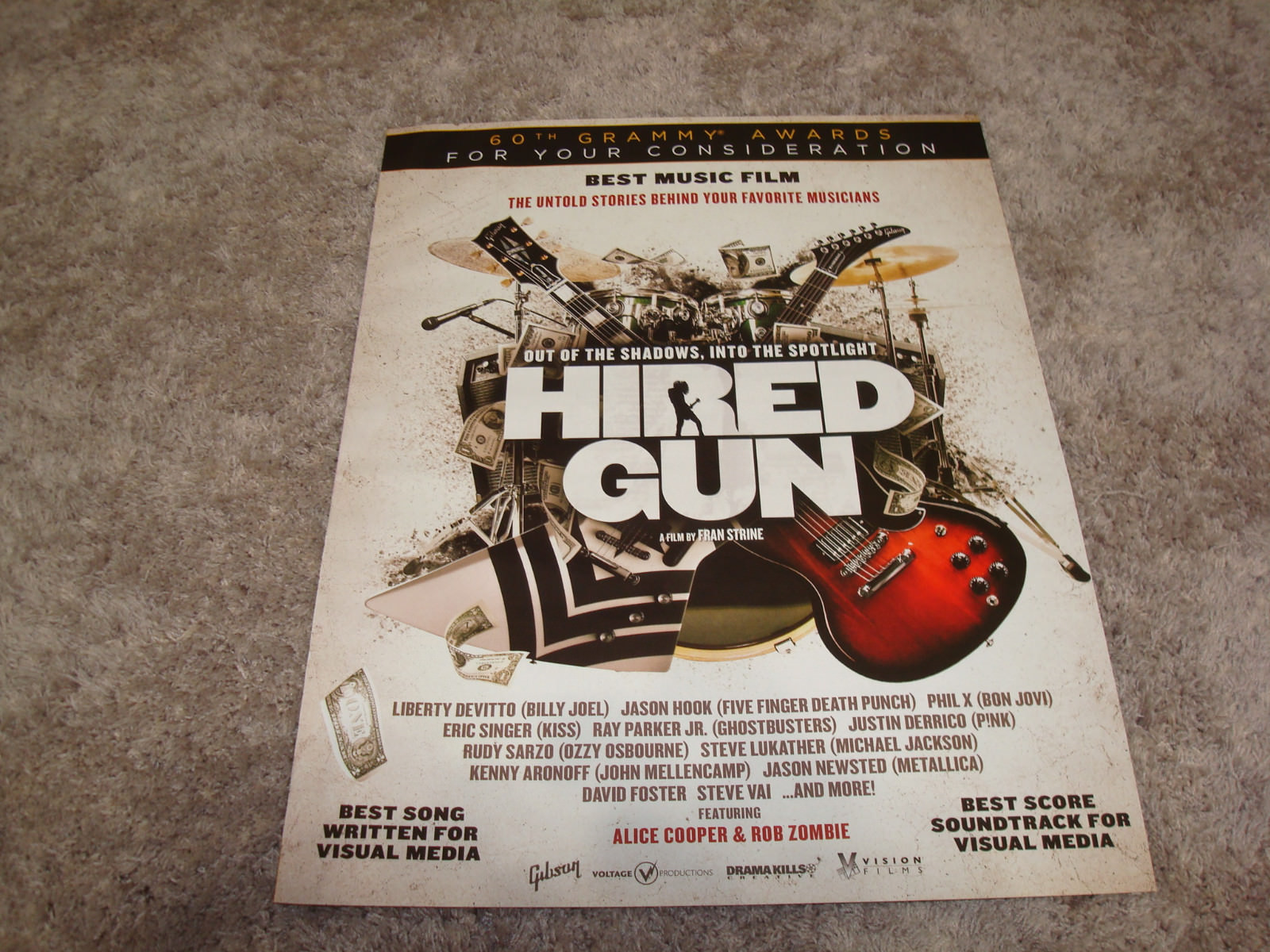 HIRED GUN Oscar ad Billy Joel, Bon Jovi, Mellencamp, Metallica, Michael Jackson