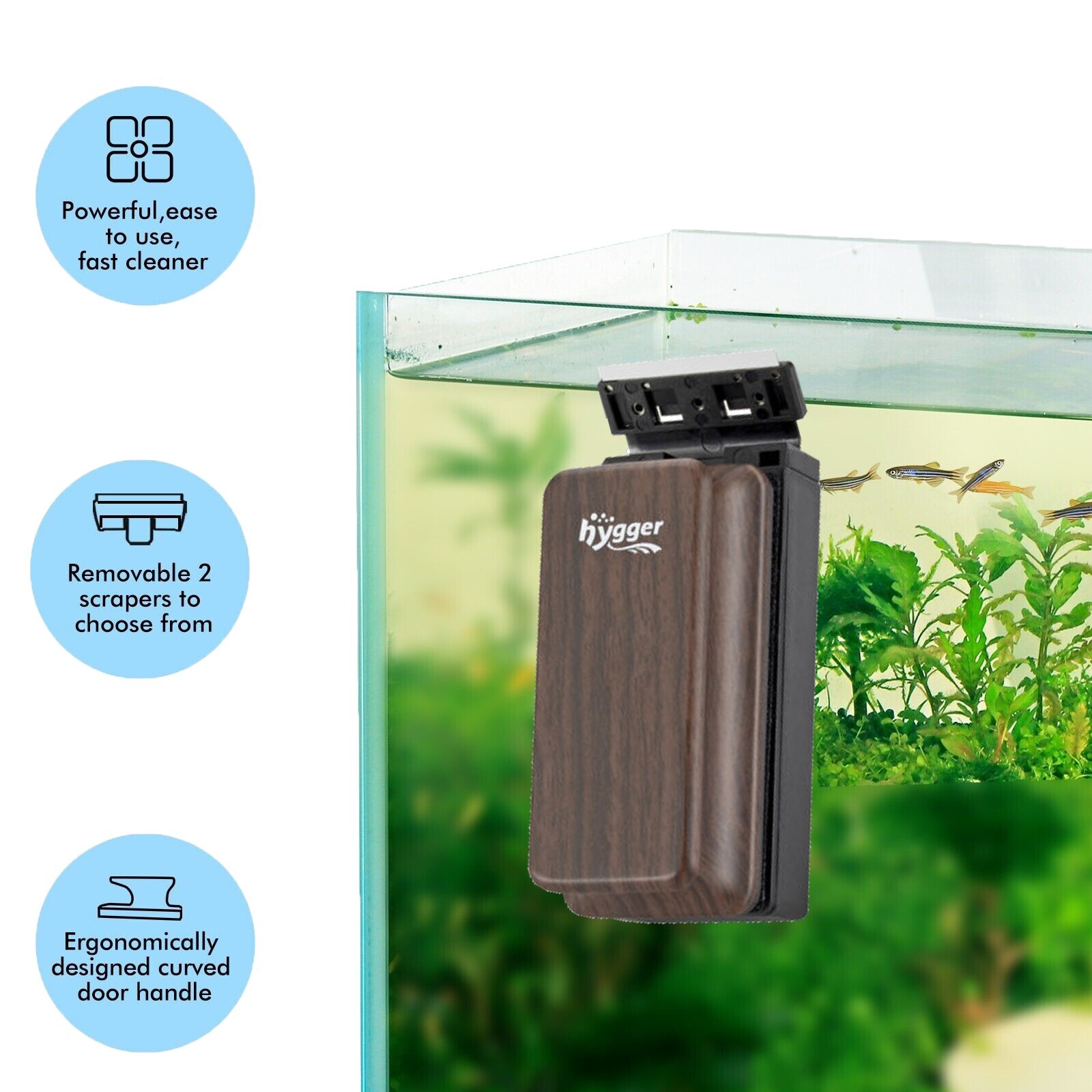 hygger nk Glass Cleaner, Dual-Blades Algae Scraper Glass Cleaner Scrubber