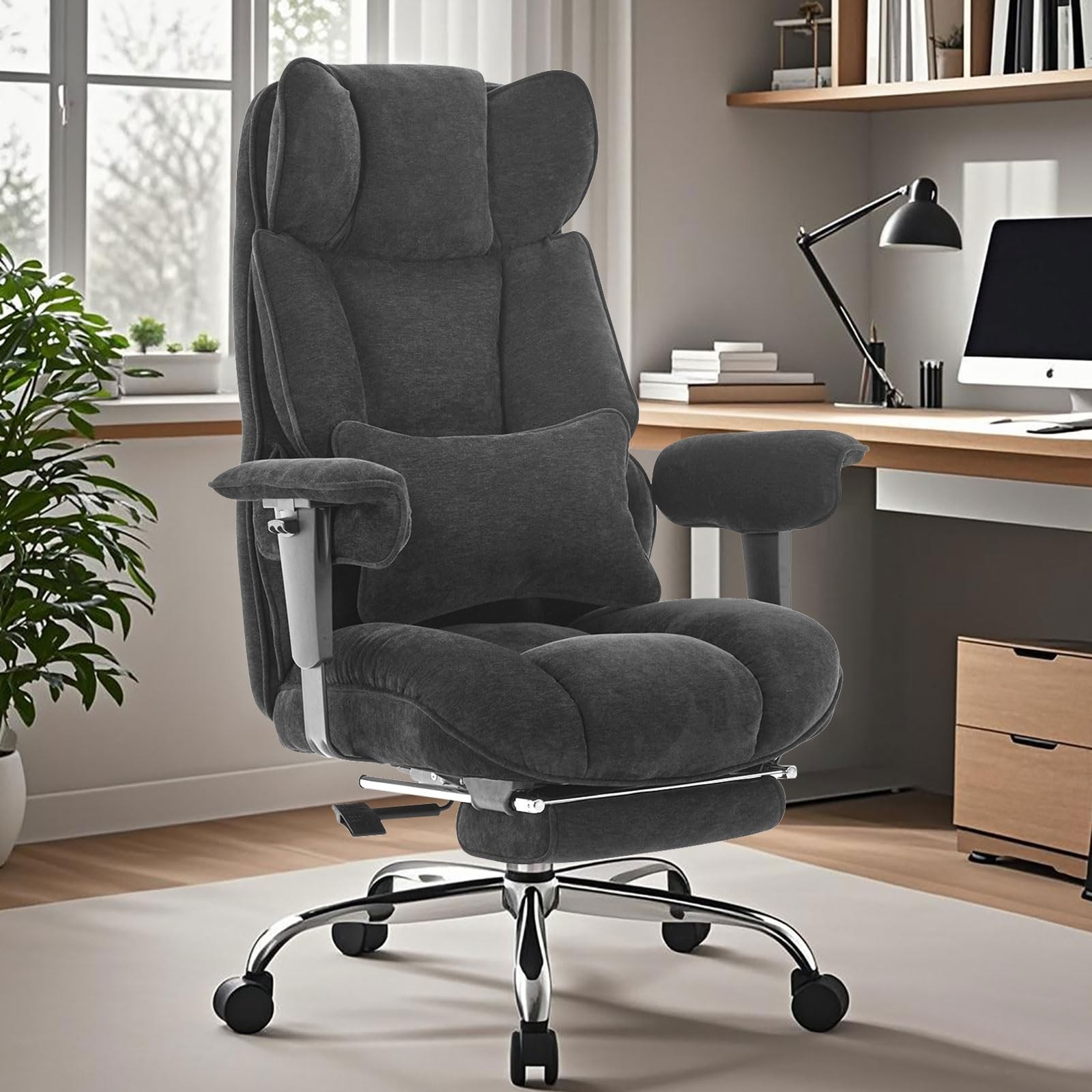 Efomao Executive Office Chair, Soft-Cushioned Computer Chair with Foot Rest