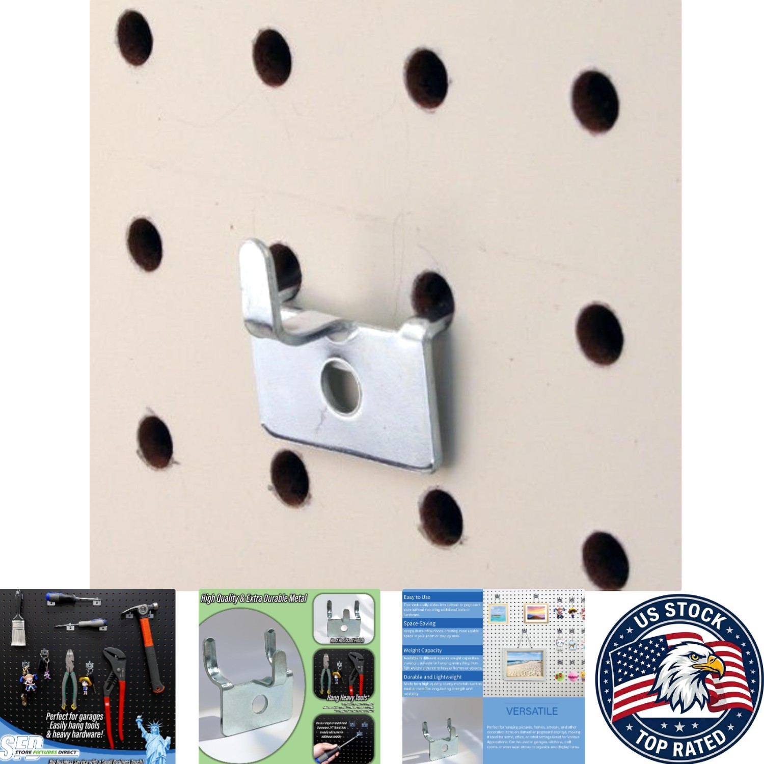 100 Heavy-Duty Pegboard Hooks with Zinc Coating - Perfect for Pictures & Plaques