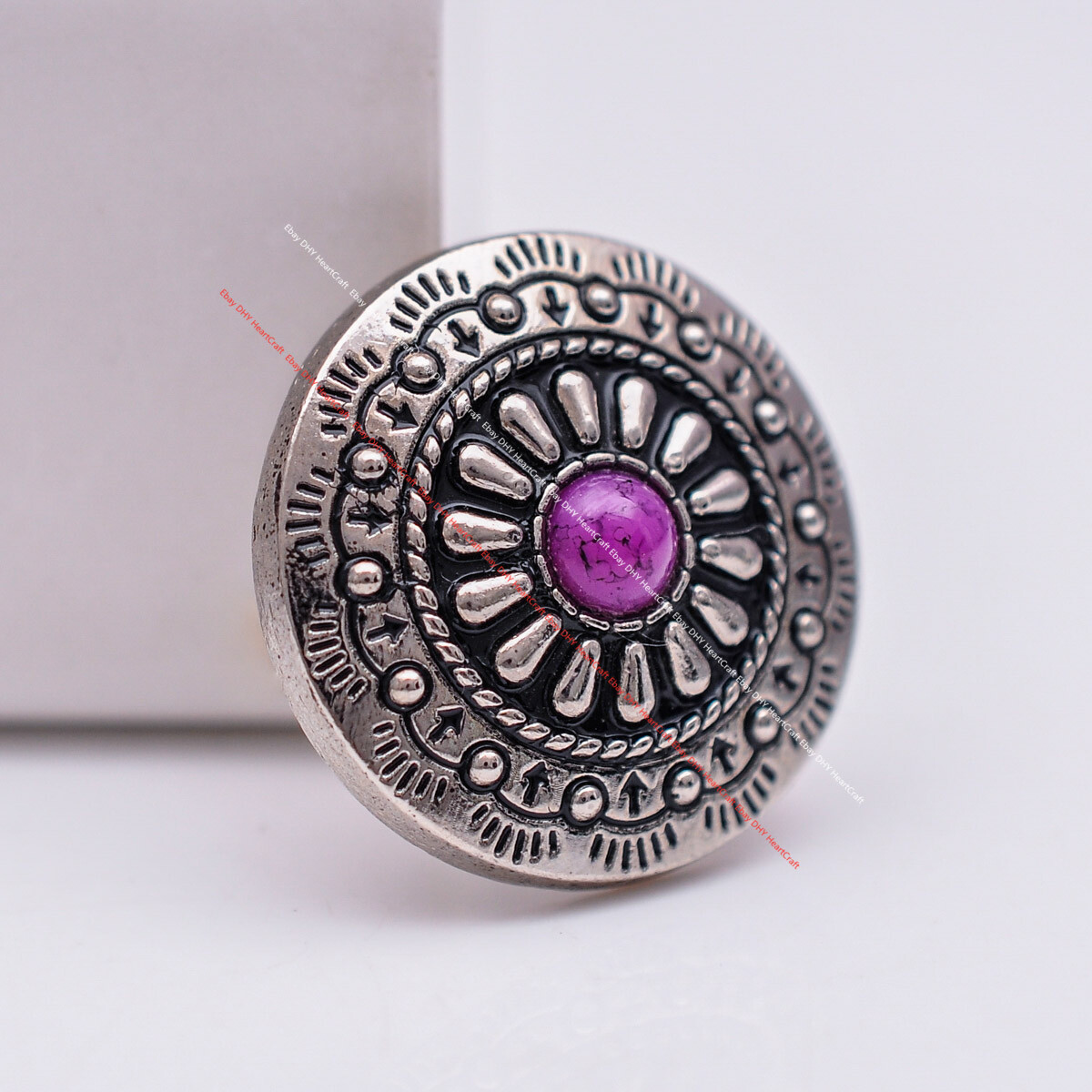 10X Tribal Silver Floral Leathercraft Concho Closure Connector Sewing Button