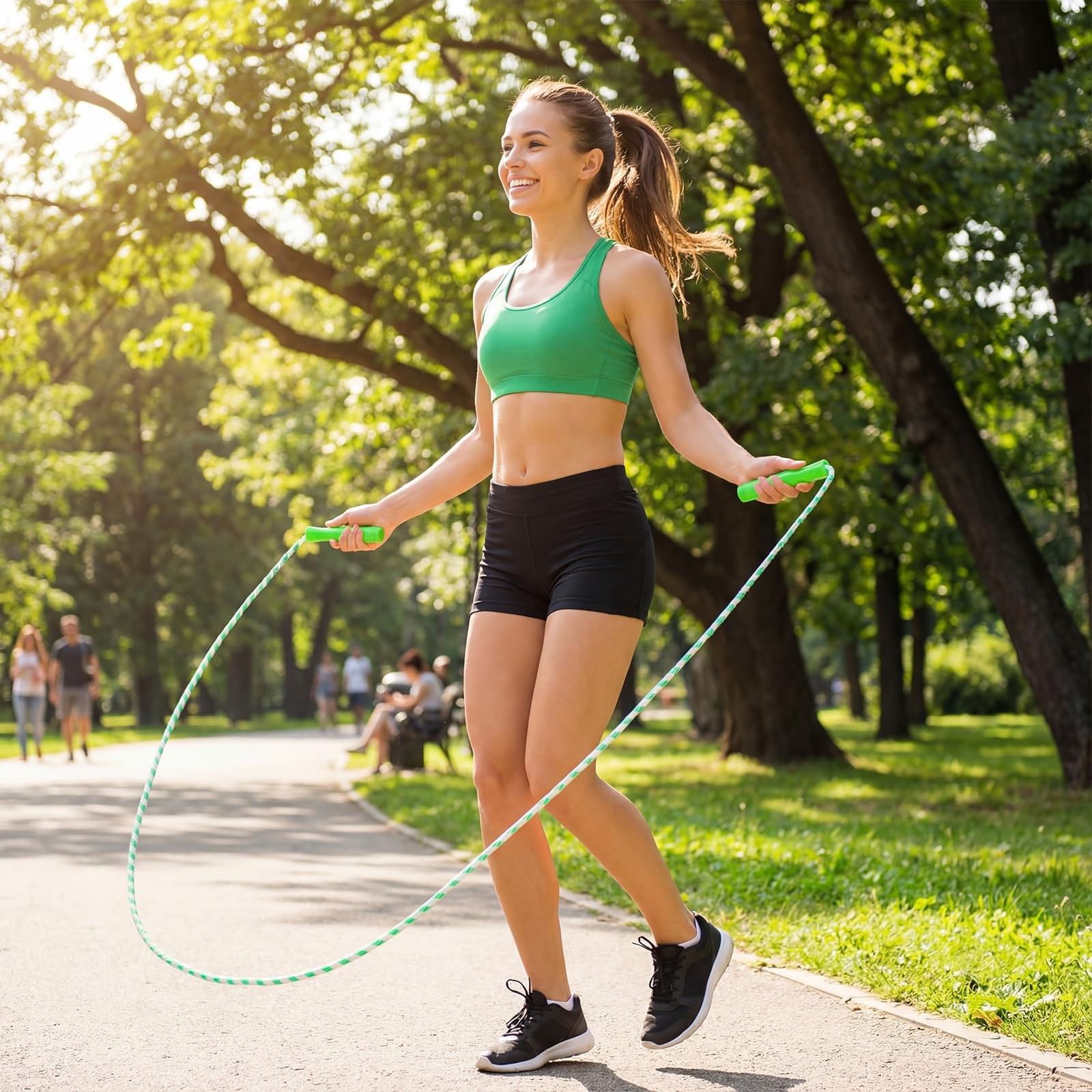 Jump Rope for Nylon Adjustable Weighted Braided Fitness Skipping Stripe Ropes...