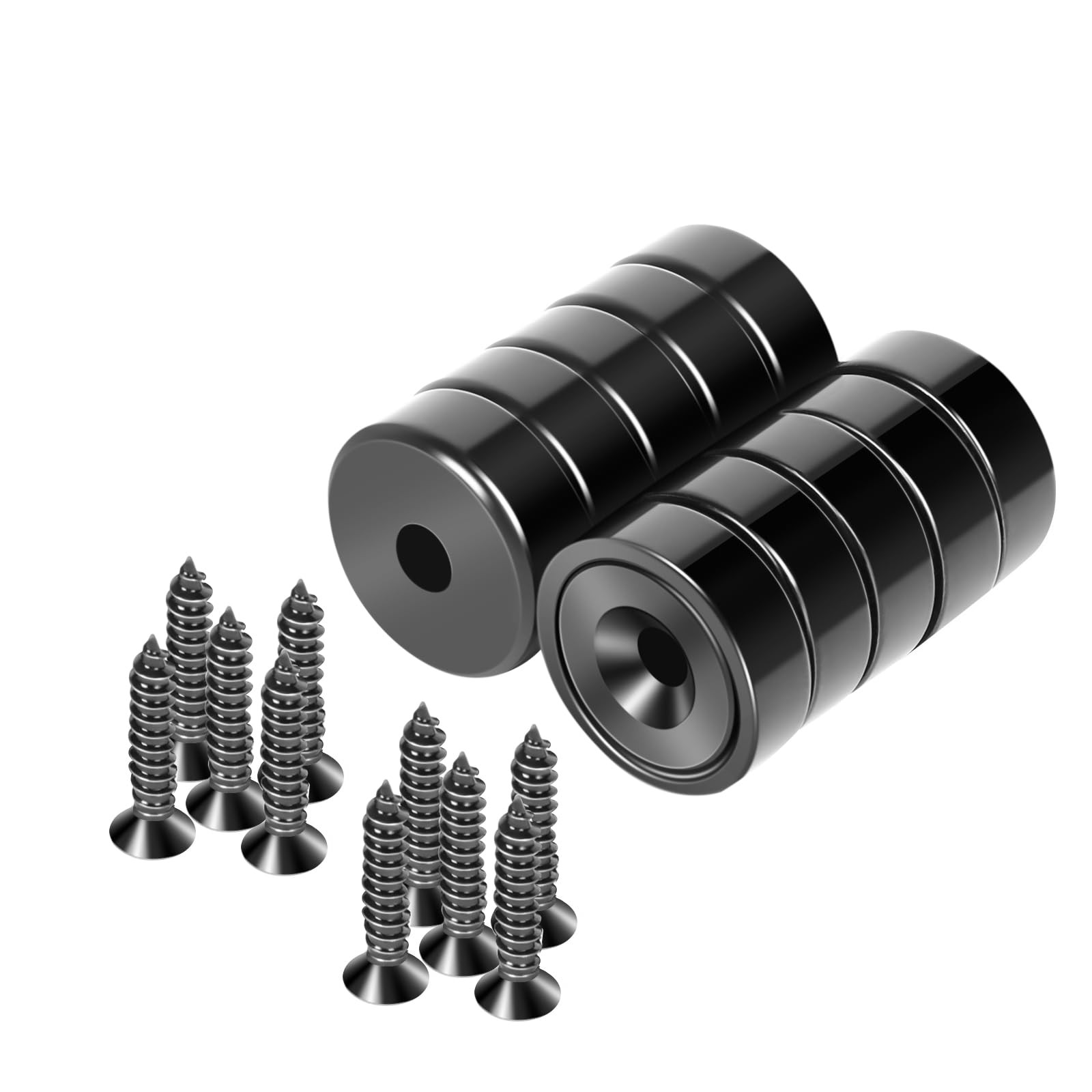 Neosmuk Magnets with Screws,22lbs+ Heavy Duty Rare Earth 22lb, Black