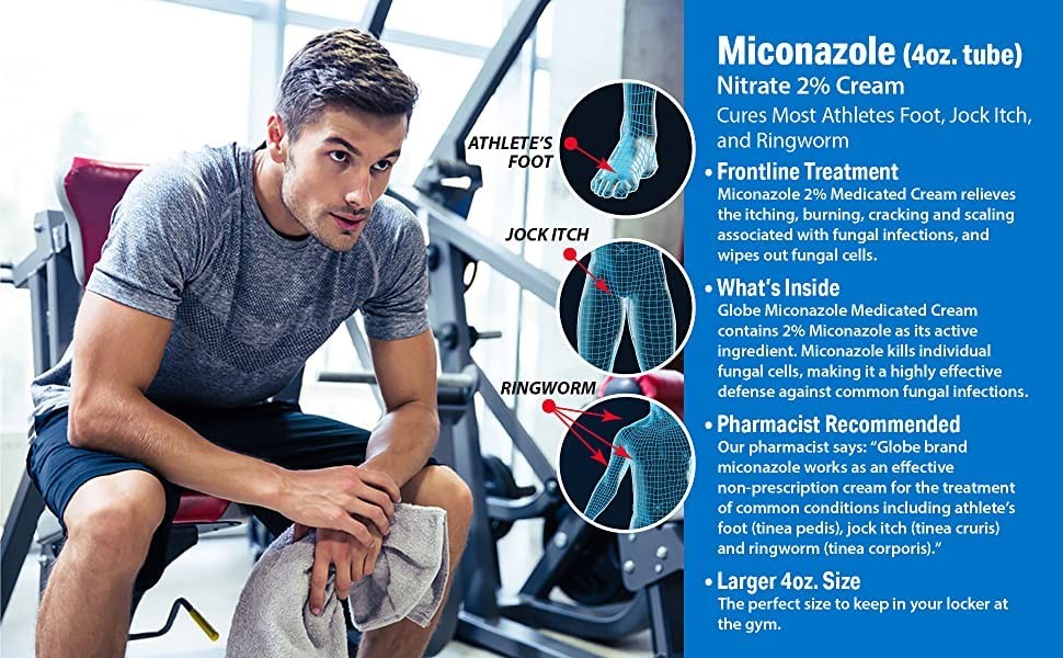Miconazole Globe (6 Pack) 2% Nitrate Antifungal Cream, Cures Most...