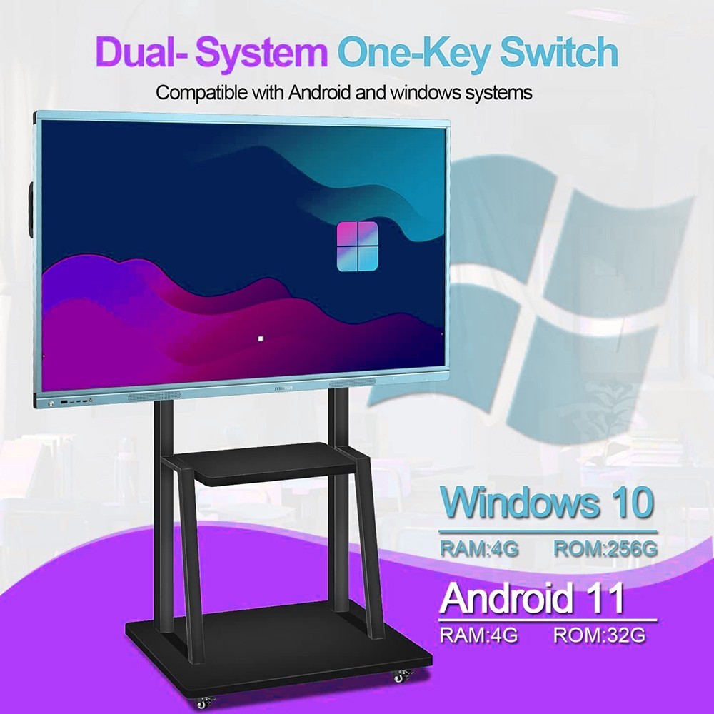 JYXCN Smart Board 55 4K Touch Screen Interactive Whiteboard Dual OS