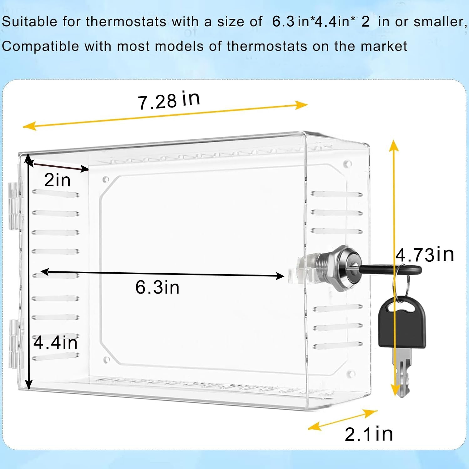 Universal Thermostat Lock Box with Key,Clear Large Cover for...