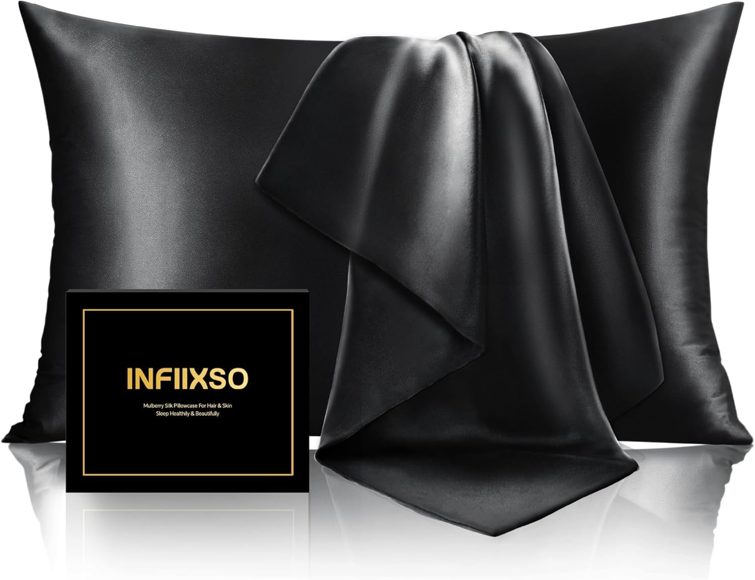 Silk Pillow Cases 2 Pack Standard Size, Ultra Smooth & Soft Mulberry