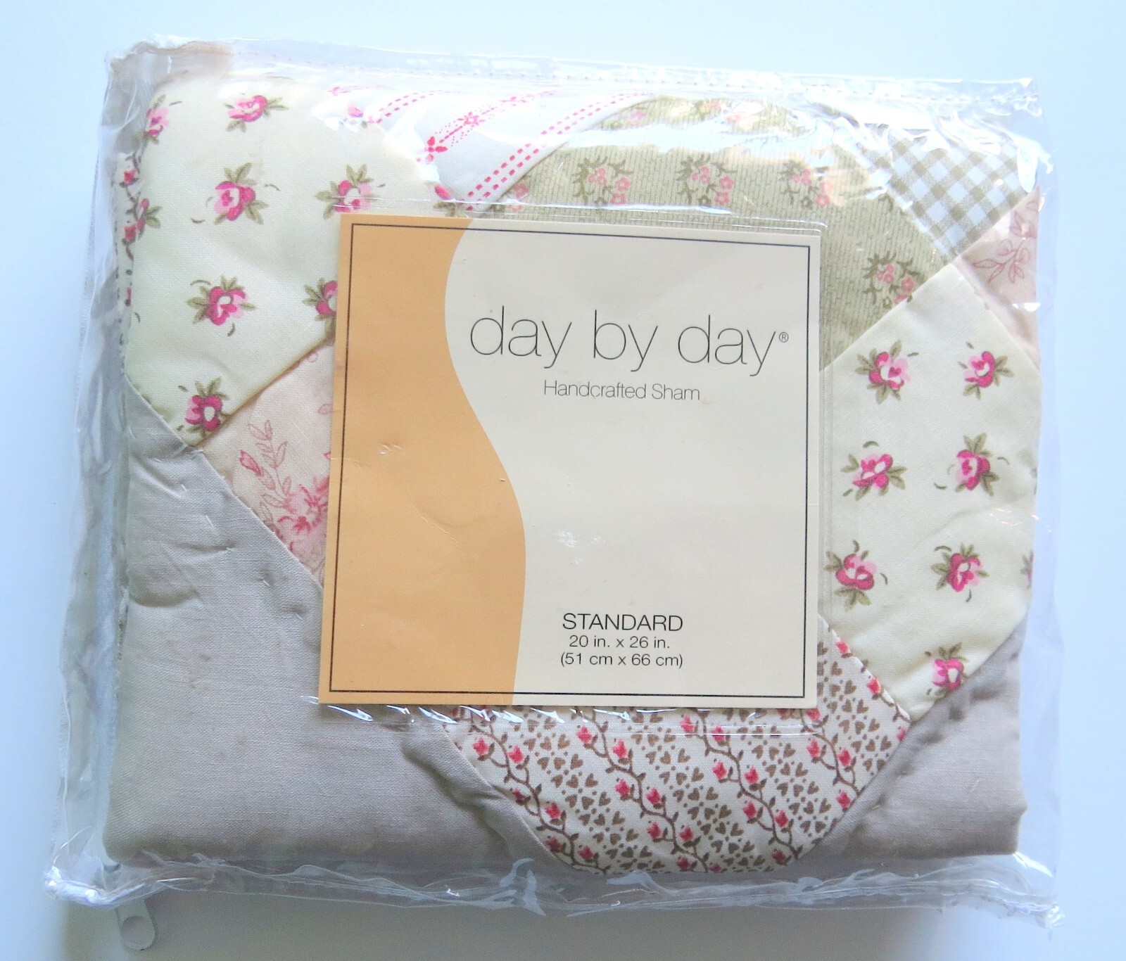 NIP DAY BY DAY Standard Sham 20x26 Brown Floral Roses Quilt-Like Handcrafted