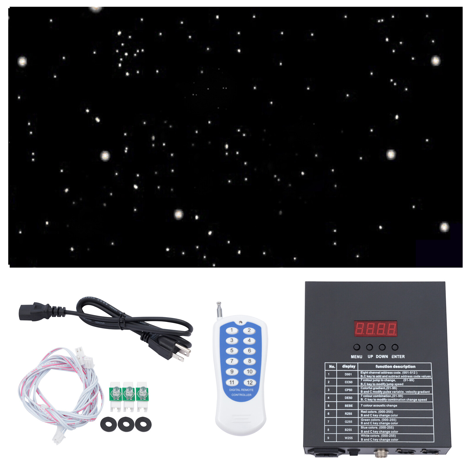 3x4m LED Party Stage Star Backdrop Curtain White w Controller For Wedding Decor