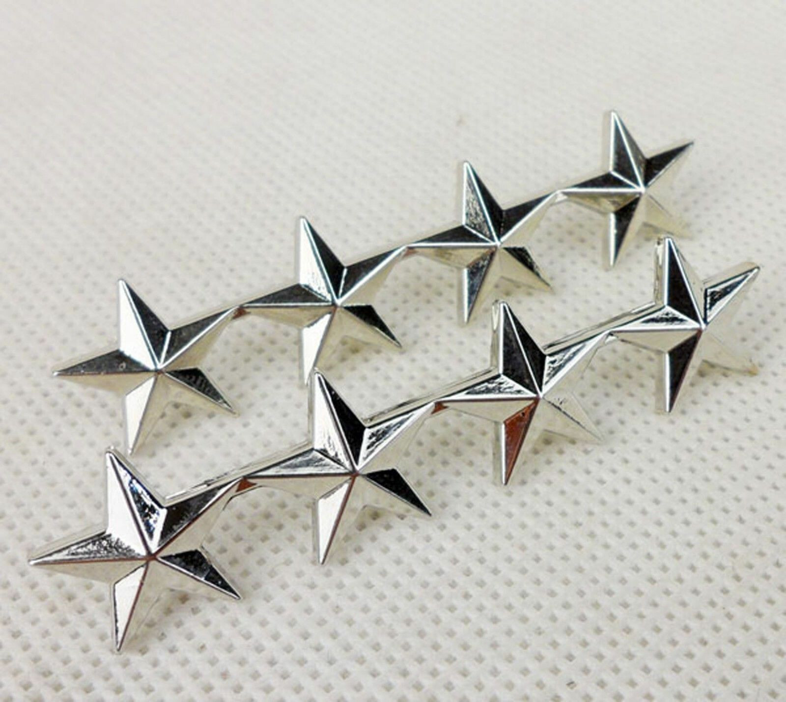 PAIR ARMY OFFICER 4 STAR GENERAL RANK BADGE LAPEL PIN INSIGNIA Silver