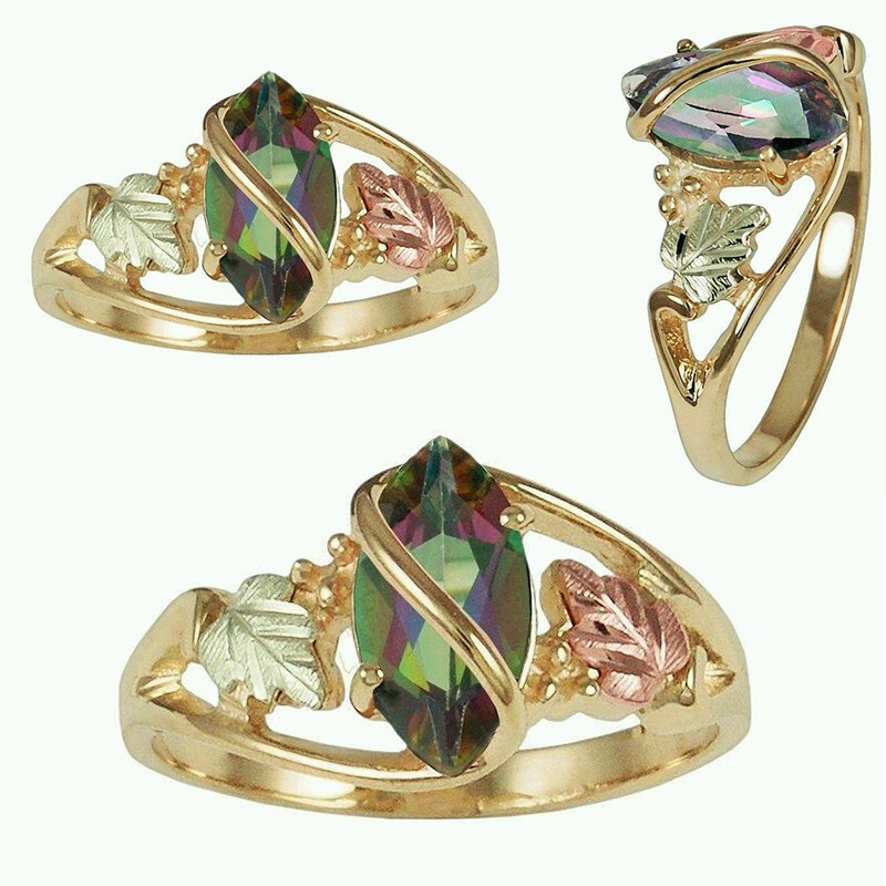 Rings Fire Yellow 14K Gold Filled Black Hills Jewelry Women Leaf Mystic fashion
