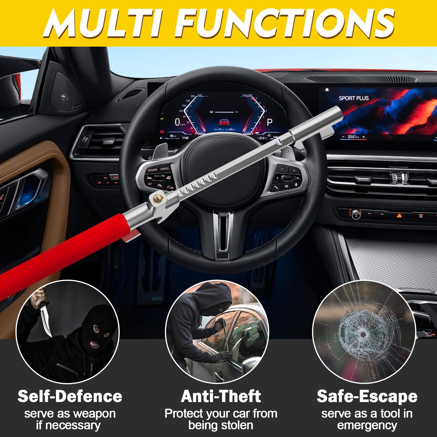 Steering Wheel Lock Universal Security Car Lock Anti-Theft Carro Device Locking