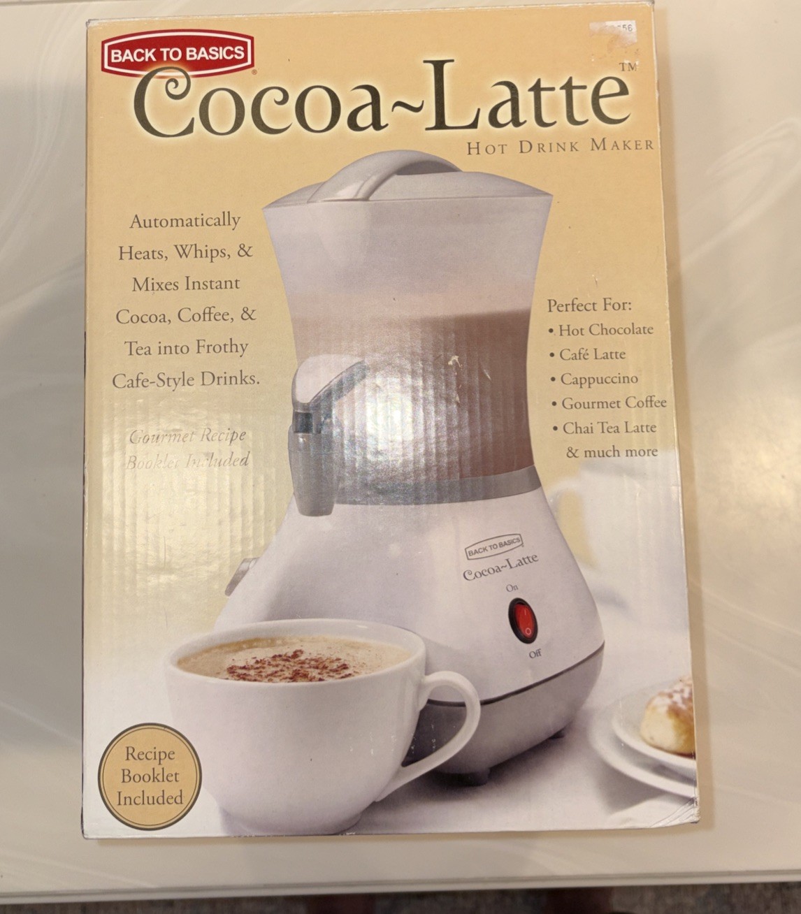 Back to Basics Cocoa-Latte Electric Hot Drink Maker Silver Black New Open Box