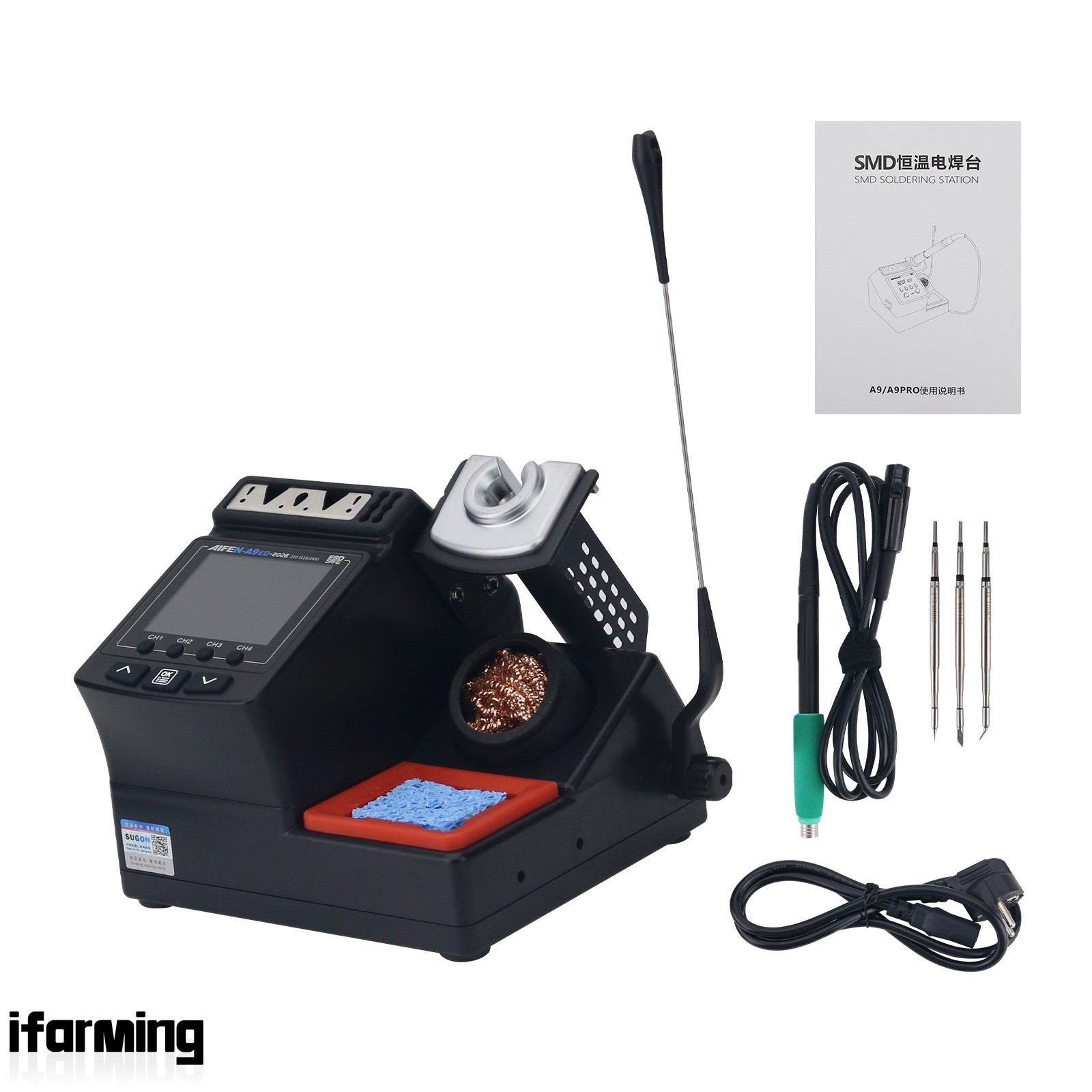 SUGON AIFEN-A9ED 120W SMD Soldering Station, Curve Mode+210 Handle+3Tips