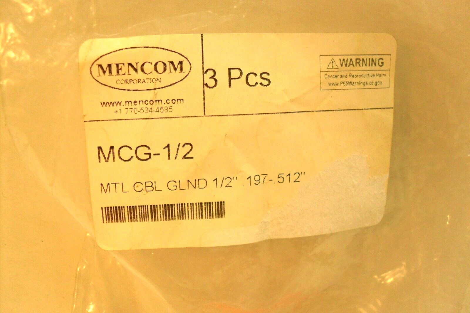 qty 3 - MENCOM MCG-1/2 Cable Gland Nickel Plated Brass, nib