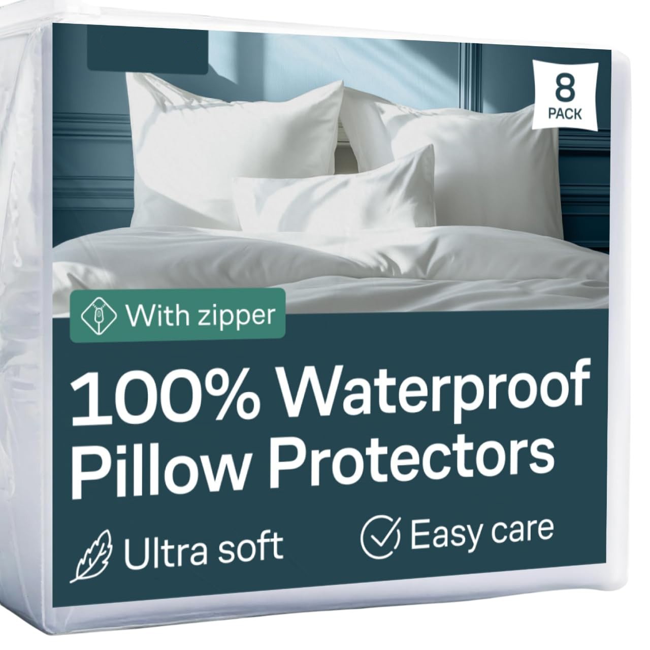 Pillow Protectors King 2 Pack, Waterproof, 20x36 Inch, Bed Bug Proof, White