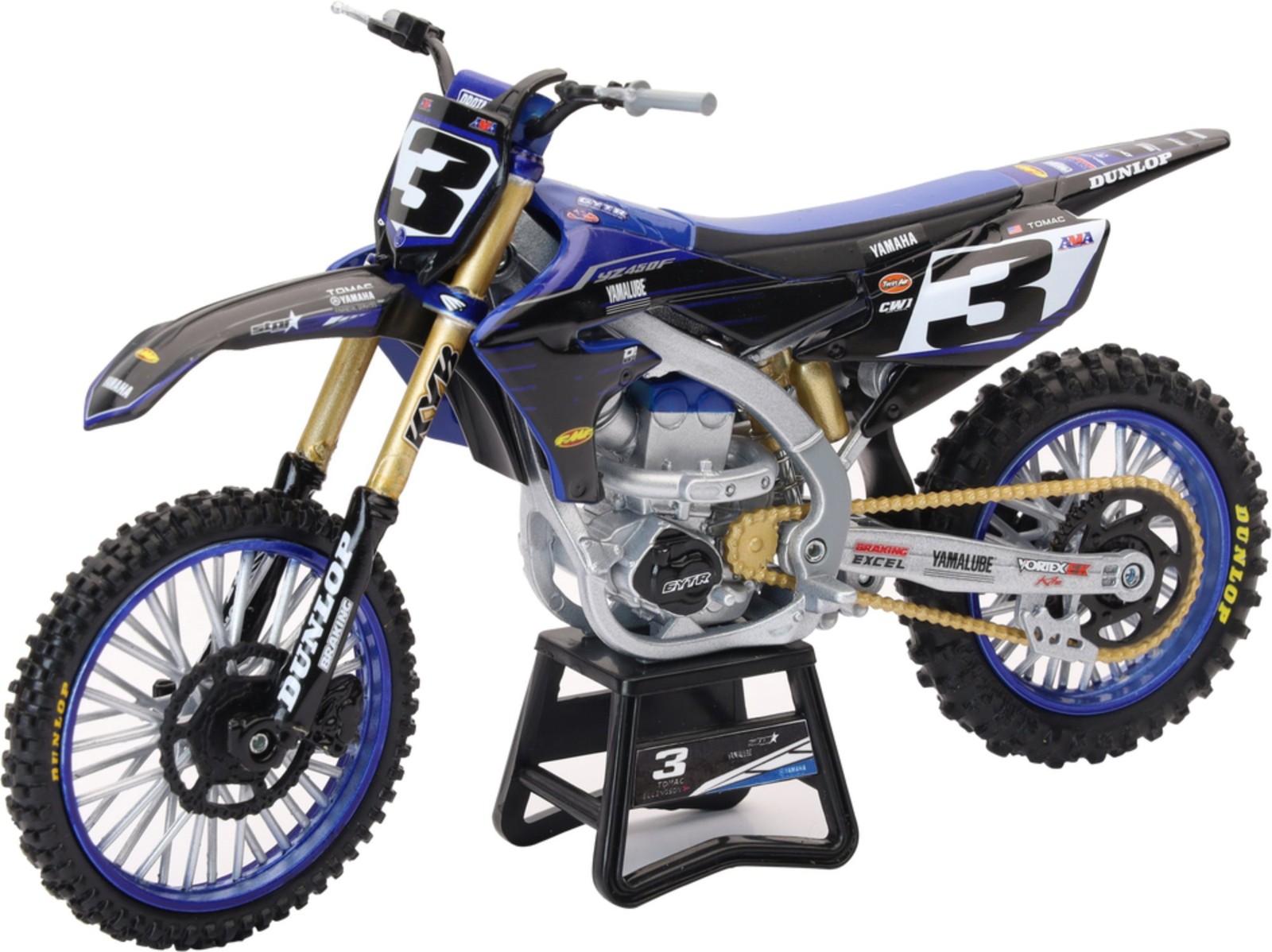 NewRay 1:12 Scale Toy Yamaha Team YZ450F Eli Tomac #3 W/#1 SX/MX Dirt Bike
