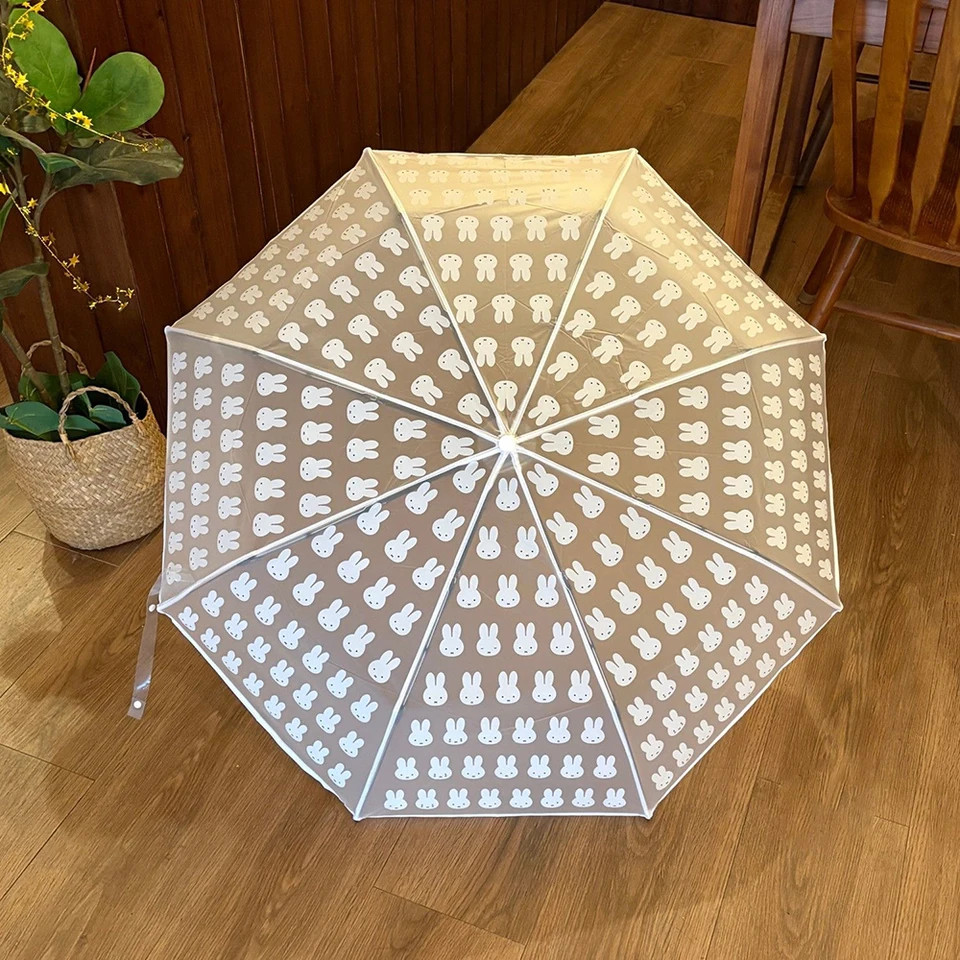 Automatic Folding Umbrella Cartoon Rabbit Print Transparent Portable Gift