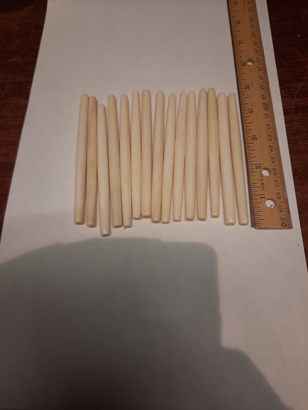4.5 Inch Bone/Horn Hairpipe Beads - Pack Of 15- White/Beige Nice