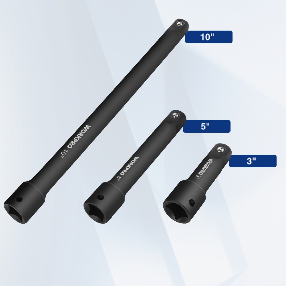 WORKPRO 3PC 1/2" Drive Impact Extension Bar Set Socket Extension 3" 6" 8” Length