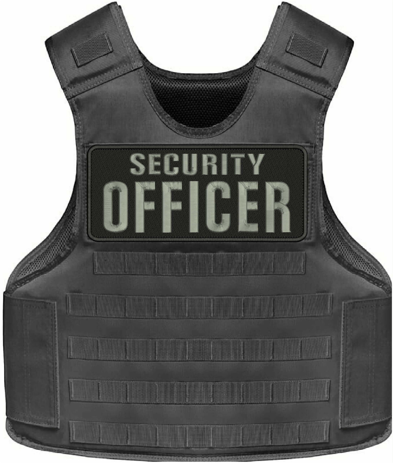 SECURITY Officer EMBROIDERY PATCH 4x10 hook  ON back GRAY ON BLACK