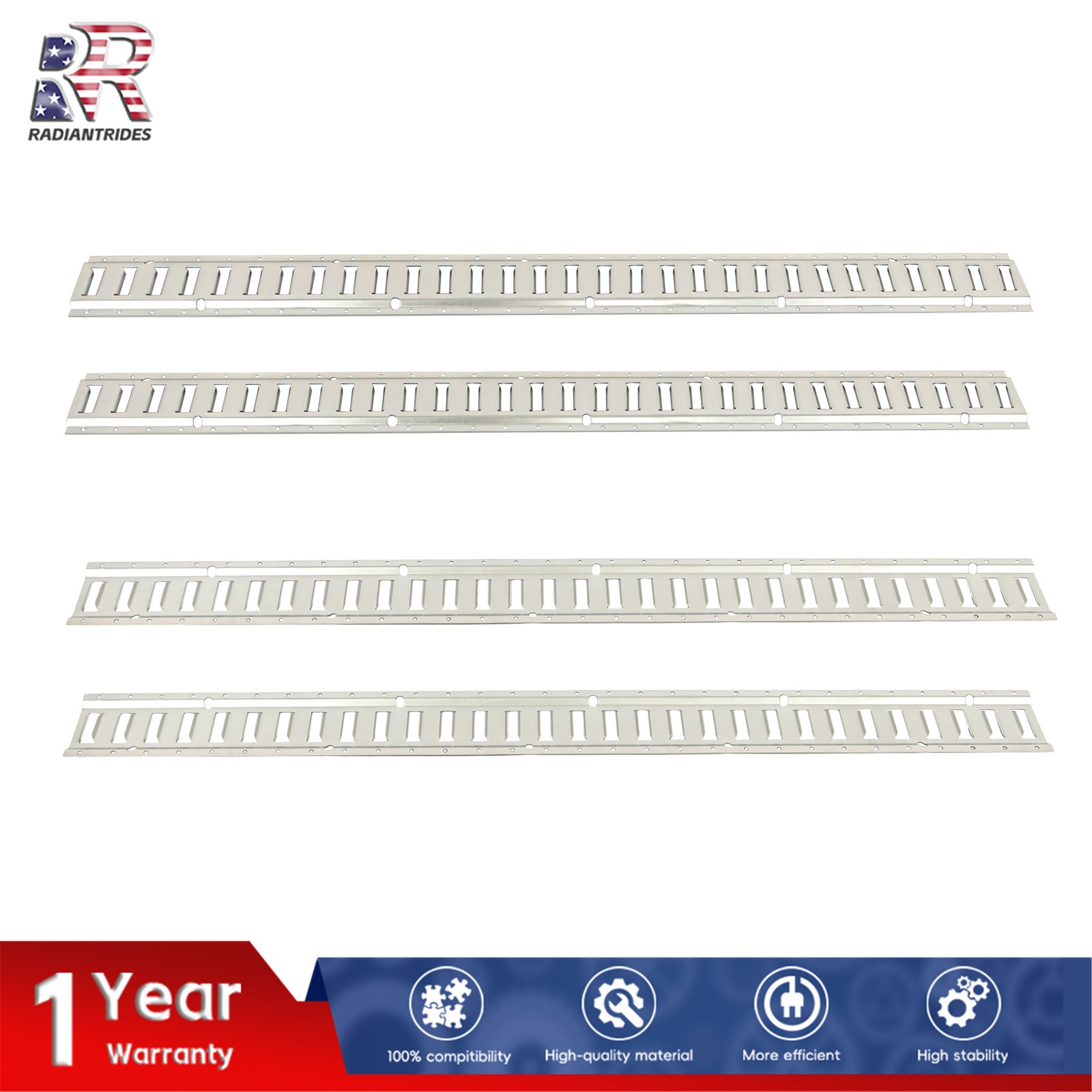 Silver E Track Rail Kit 4 Pieces 5 Foot Length For Utility Cargo Van Tie Down